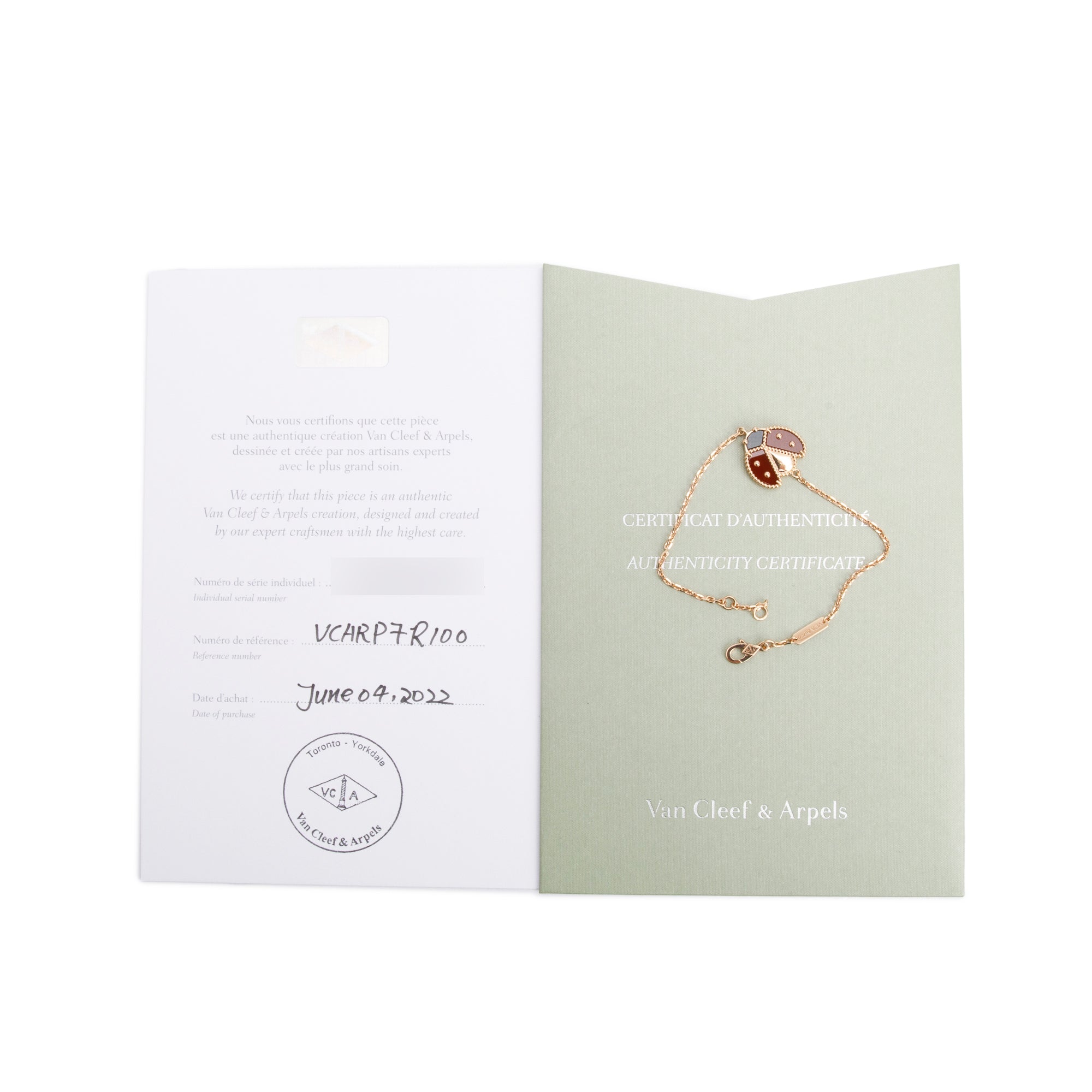 Van Cleef & Arpels 18k Rose Gold Lucky Spring Open Wings Ladybug Bracelet w/ Certificate
