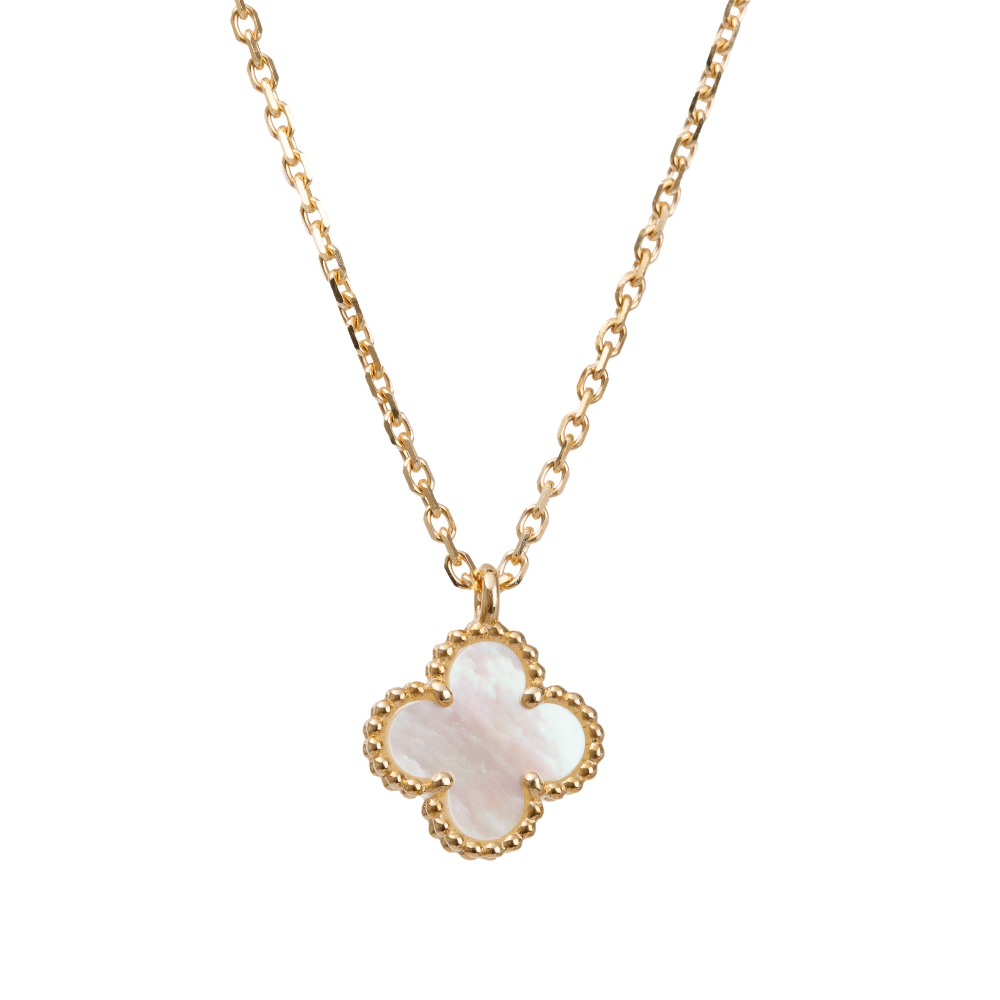 Van Cleef & Arpels 18k Rose Gold Sweet Alhambra Mother of Pearl Pendant Necklace w/ Box & Certificate