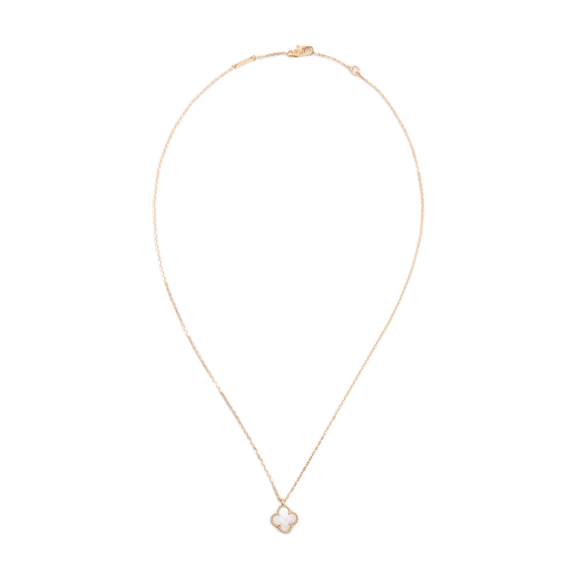 Van Cleef & Arpels 18k Rose Gold Sweet Alhambra Mother of Pearl Pendant Necklace w/ Box & Certificate