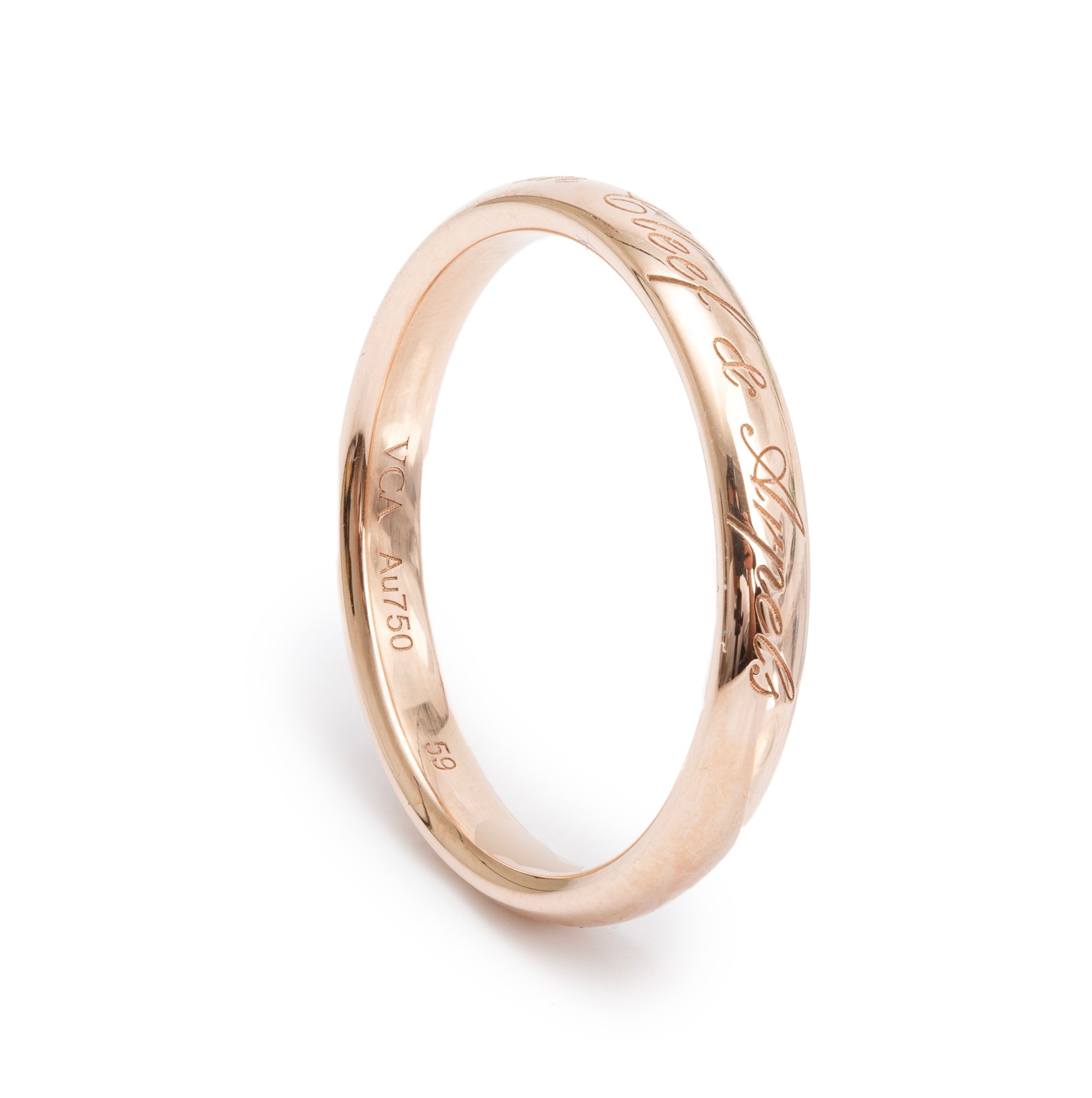 Van Cleef & Arpels 18k Rose Gold Tendrement Signature Wedding Band Ring, Size 59 8.75 w/ Box, Receipt, & Certificate