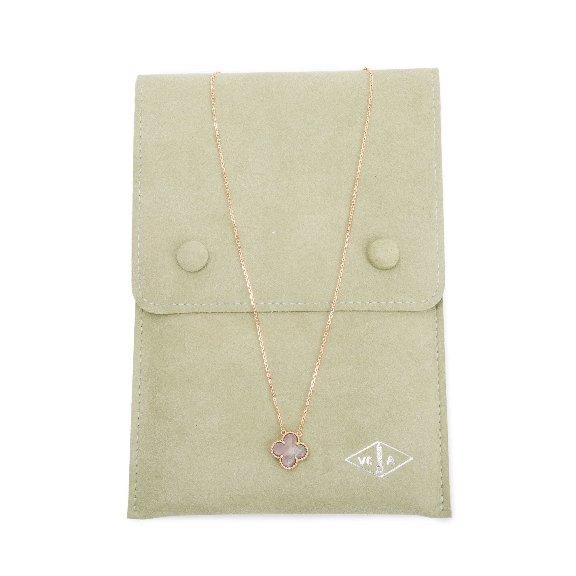 Van Cleef & Arpels 18k Rose Gold Vintage Alhambra Mother of Pearl Pendant Necklace