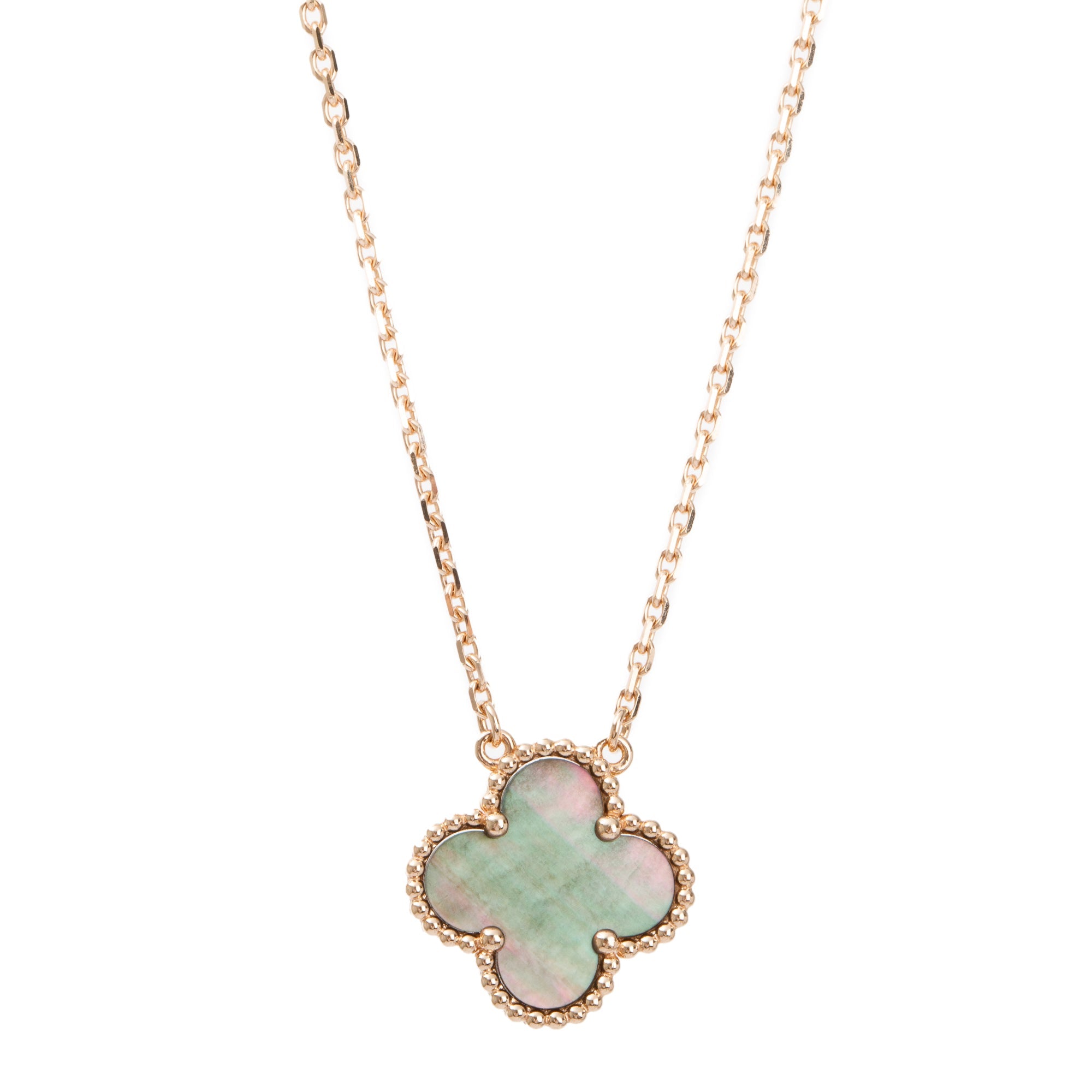 Van Cleef & Arpels 18k Rose Gold Vintage Alhambra Mother of Pearl Pendant Necklace