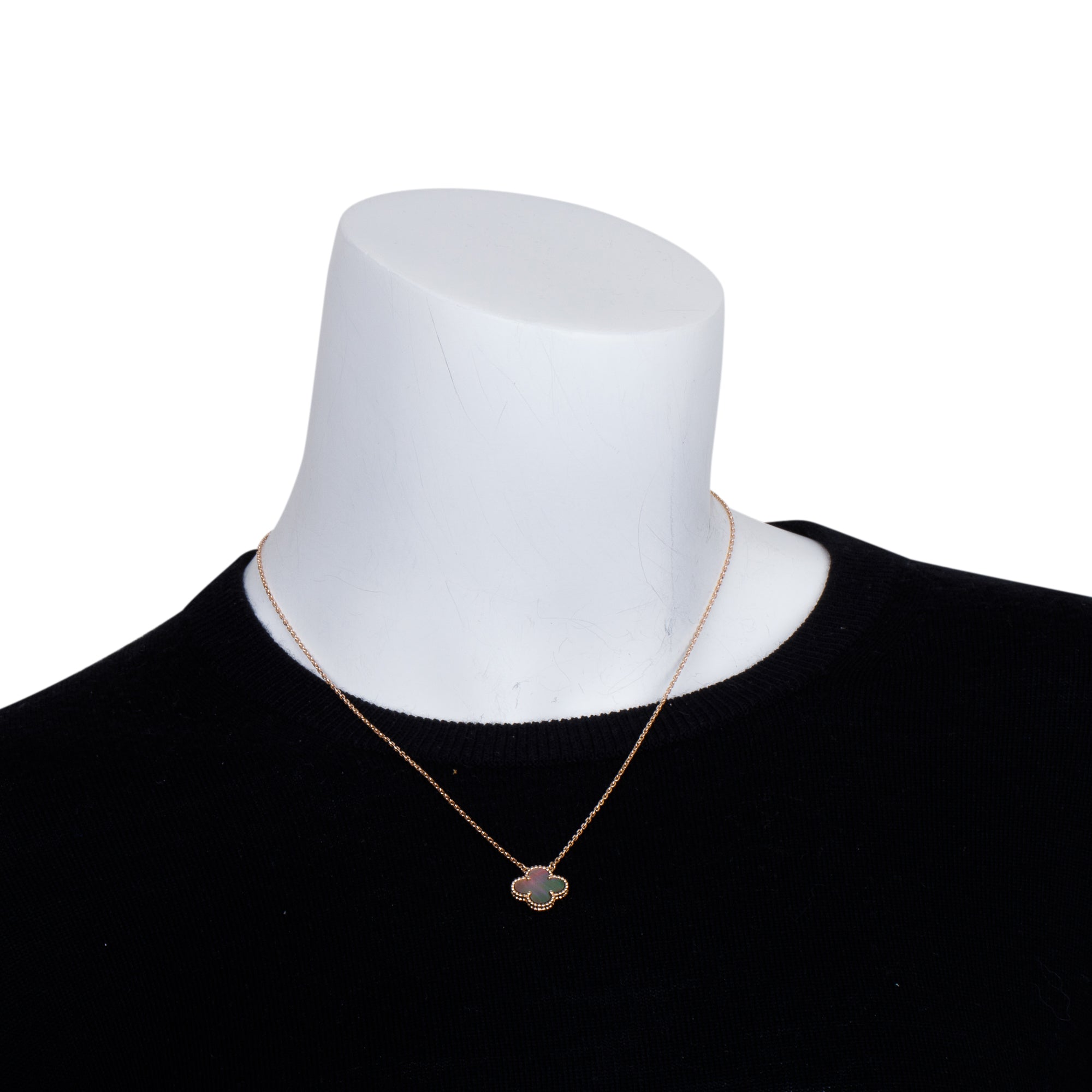 Van Cleef & Arpels 18k Rose Gold Vintage Alhambra Mother of Pearl Pendant Necklace w/ Box & Certificate