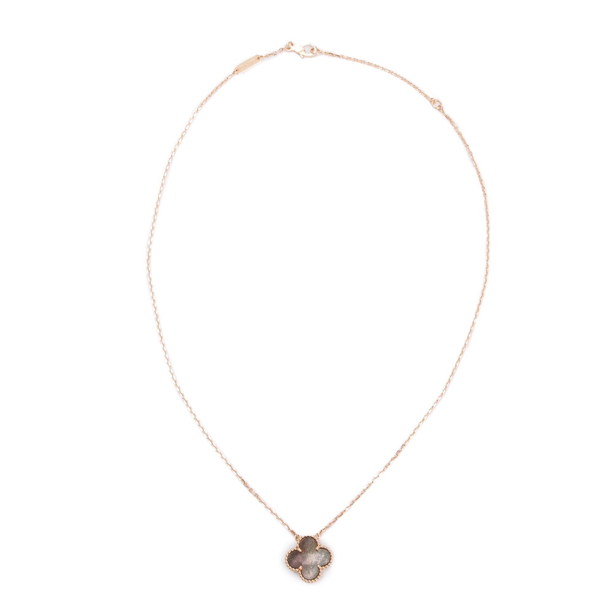 Van Cleef & Arpels 18k Rose Gold Vintage Alhambra Mother of Pearl Pendant Necklace