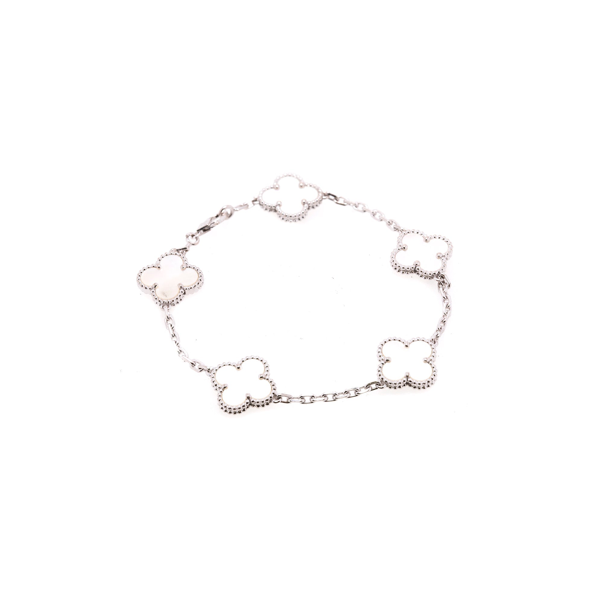 Van Cleef & Arpels 18k White Gold 5 Motifs Vintage Alhambra Bracelet