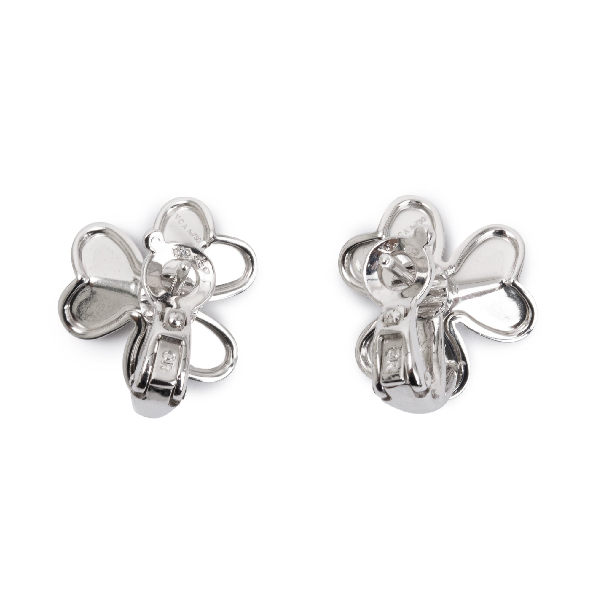 Van Cleef & Arpels 18k White Gold & Diamond Frivole Earrings, Small Model w/ Certificate