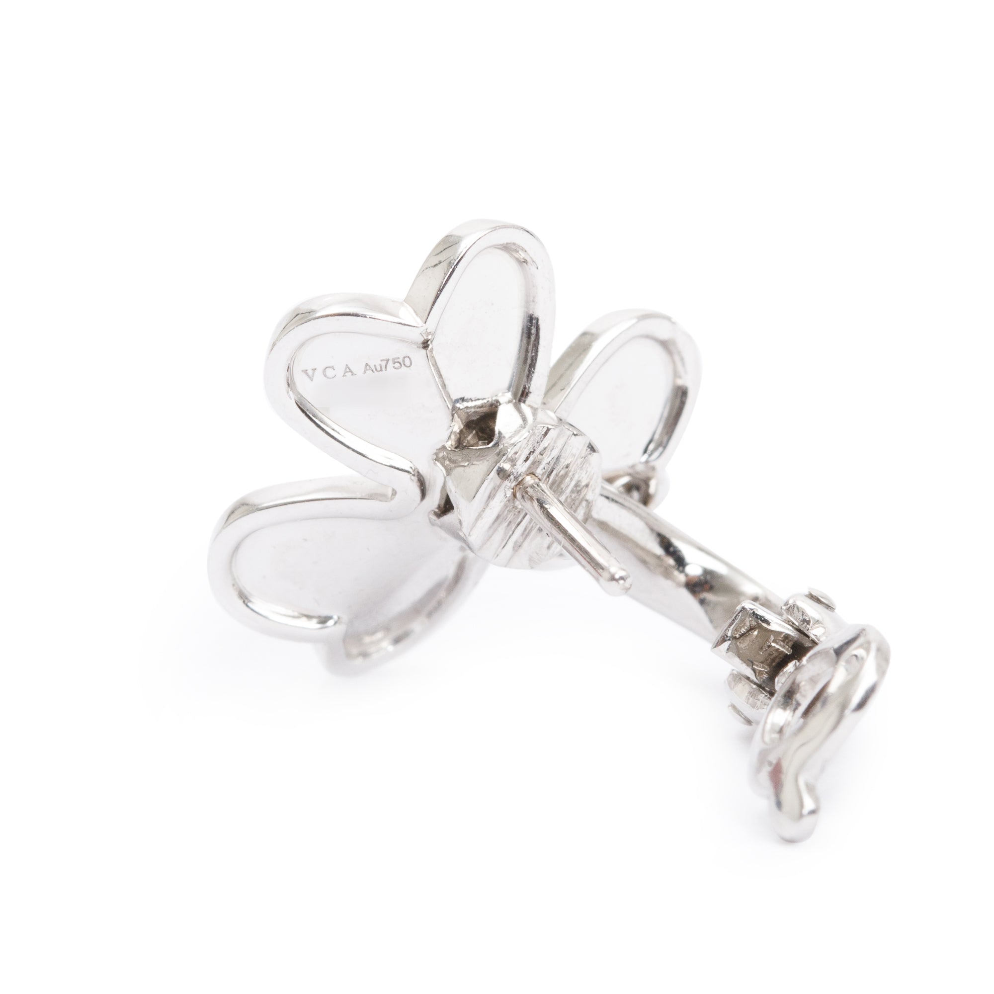 Van Cleef & Arpels 18k White Gold & Diamond Frivole Earrings, Small Model w/ Certificate