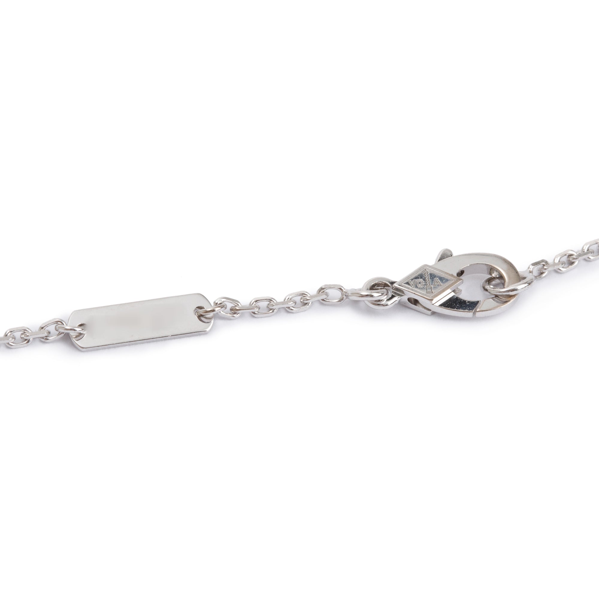 Van Cleef & Arpels 18k White Gold Diamond Vintage Alhambra Pendant Necklace w/ Box