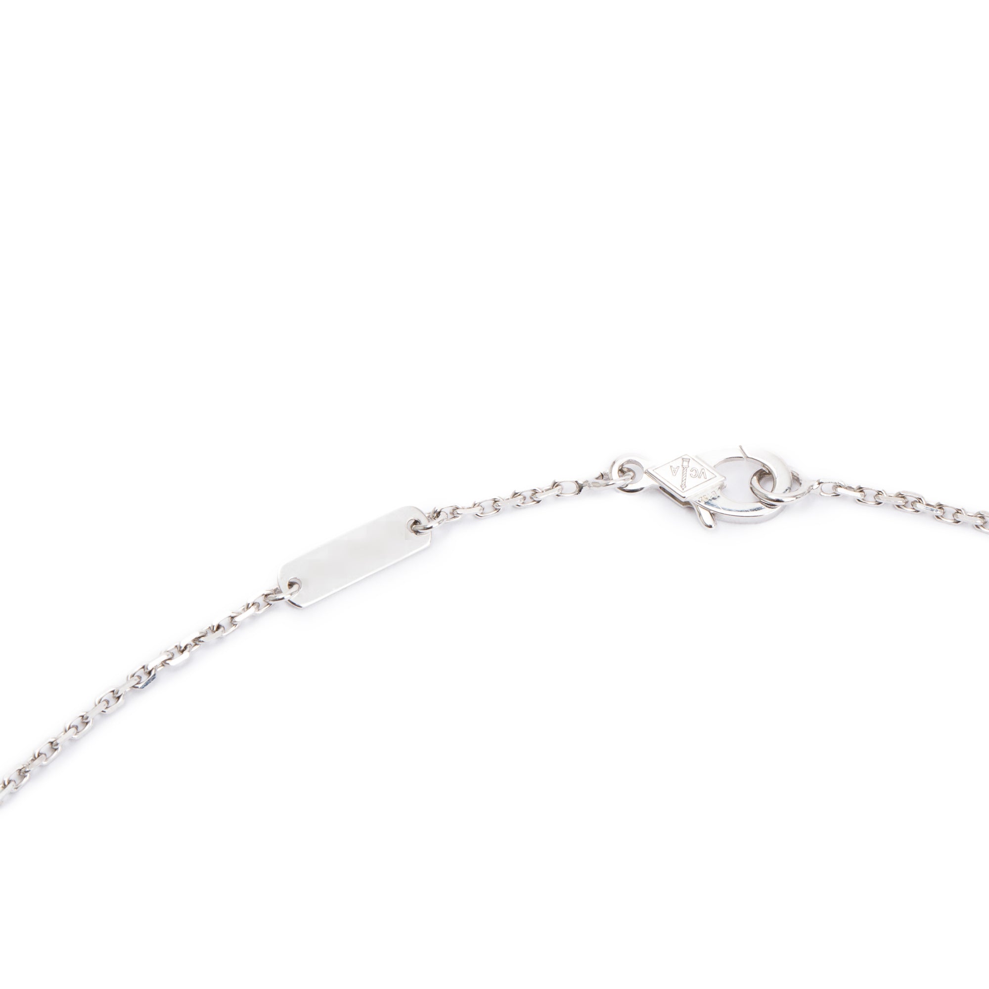 Van Cleef & Arpels 18k White Gold Diamond Vintage Alhambra Pendant Necklace w/ Box & Certificate