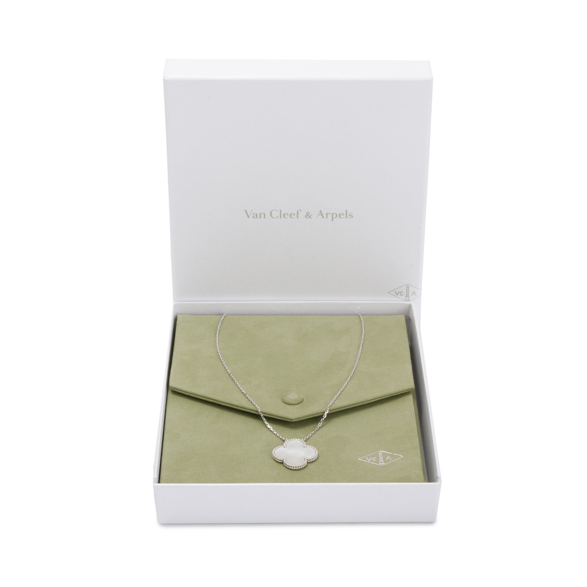 Van Cleef & Arpels 18k White Gold Magic Alhambra Pendant Necklace w/ Box