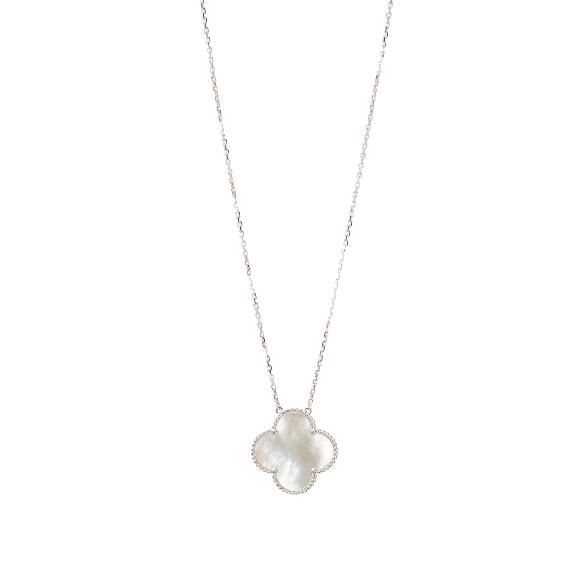 Van Cleef & Arpels 18k White Gold Magic Alhambra Pendant Necklace w/ Box