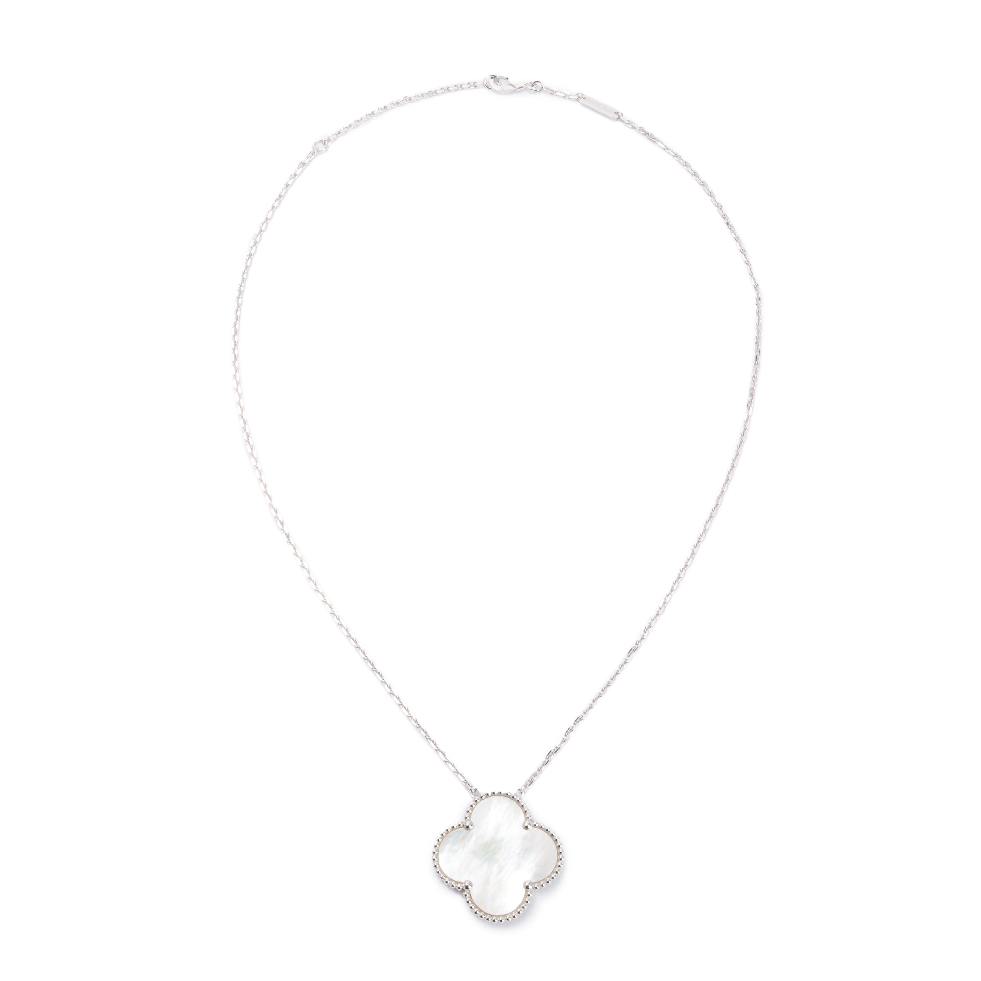 Van Cleef & Arpels 18k White Gold Magic Alhambra Pendant Necklace w/ Box