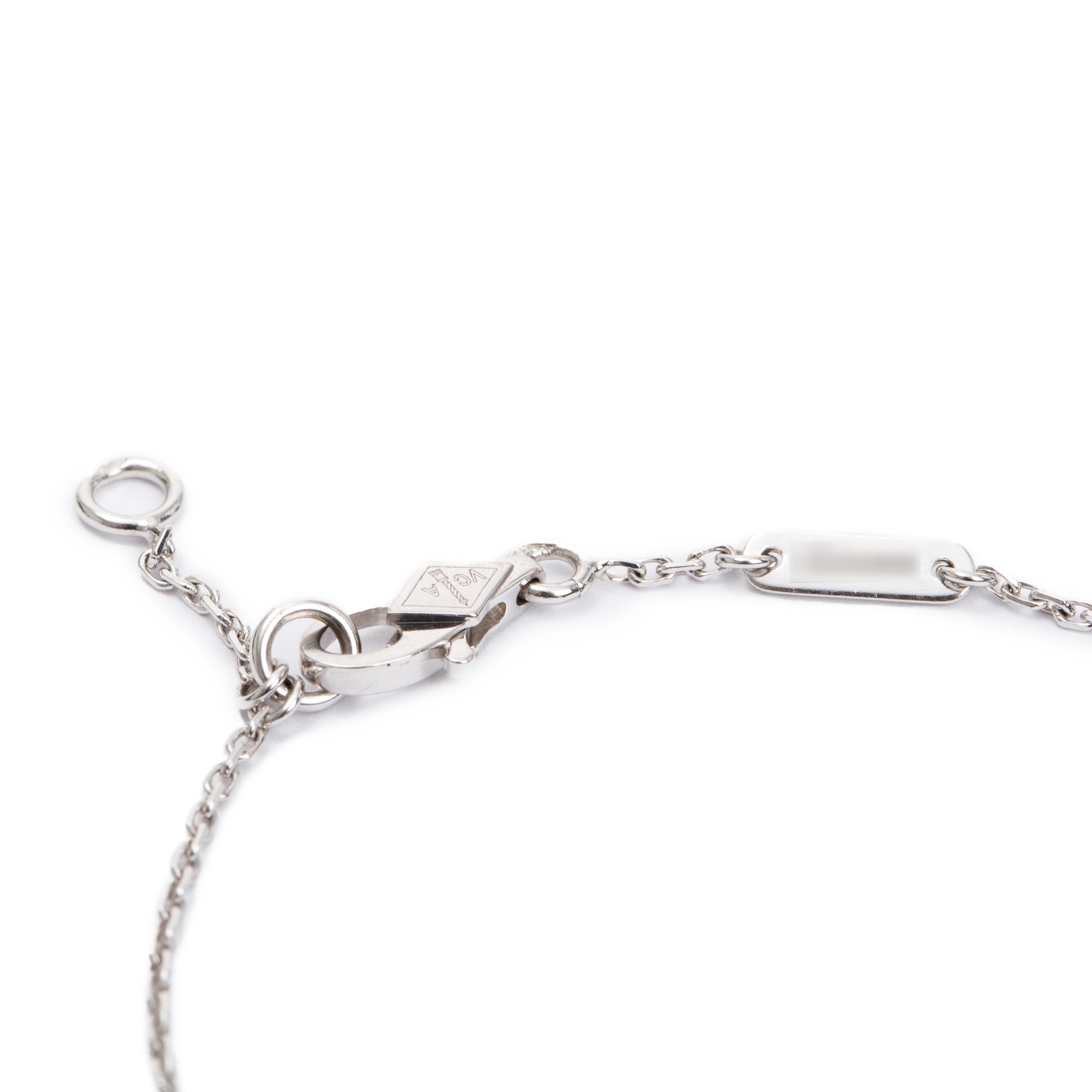 Van Cleef & Arpels 18k White Gold Sweet Alhambra 1 Motif Diamond Bracelet w/ Box