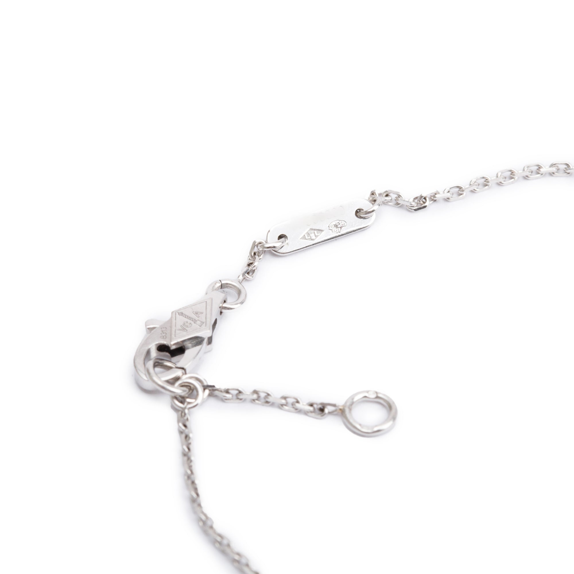 Van Cleef & Arpels 18k White Gold Sweet Alhambra 1 Motif Diamond Bracelet w/ Box & Receipt