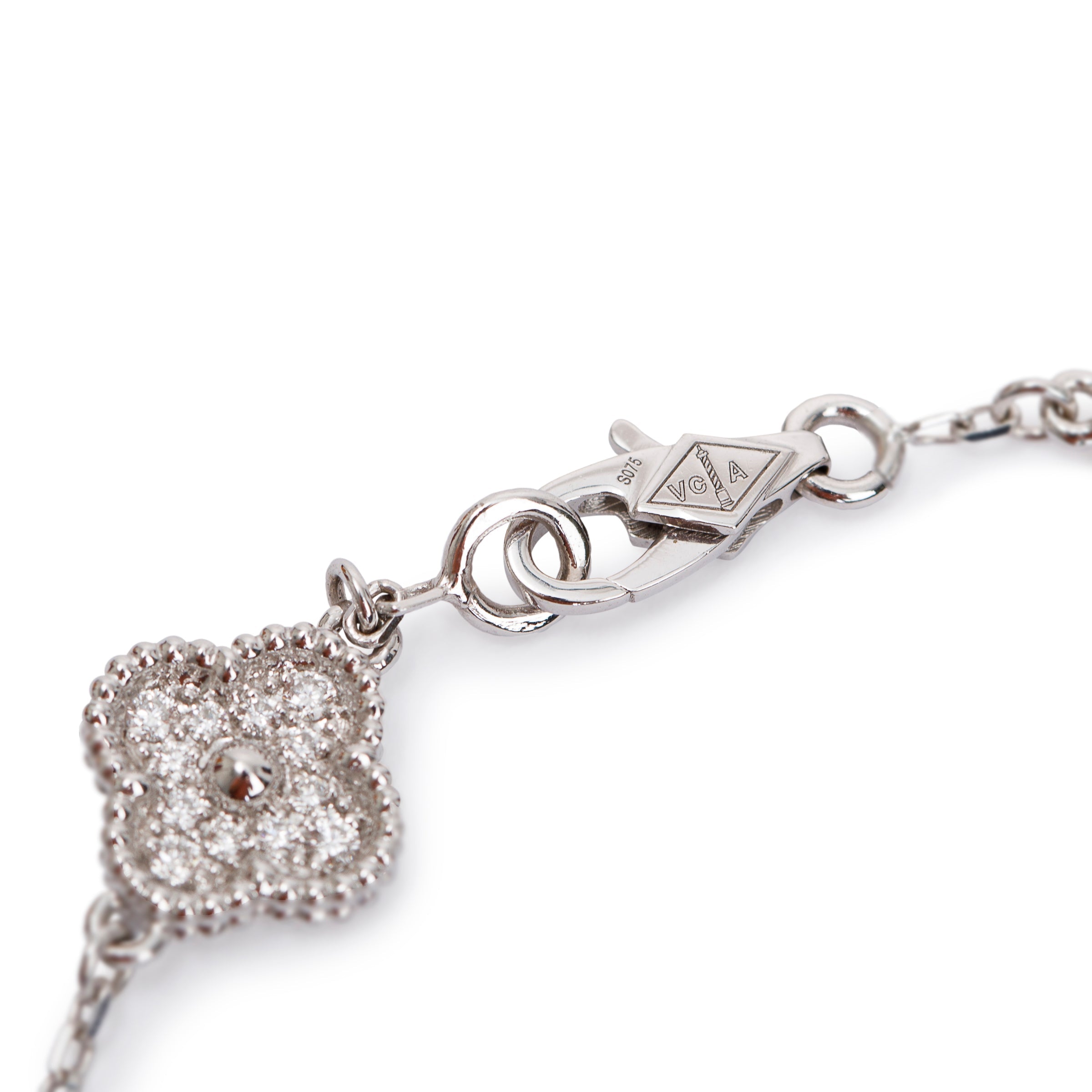 Van Cleef & Arpels 18k White Gold Sweet Alhambra 6 Motif Diamond Bracelet