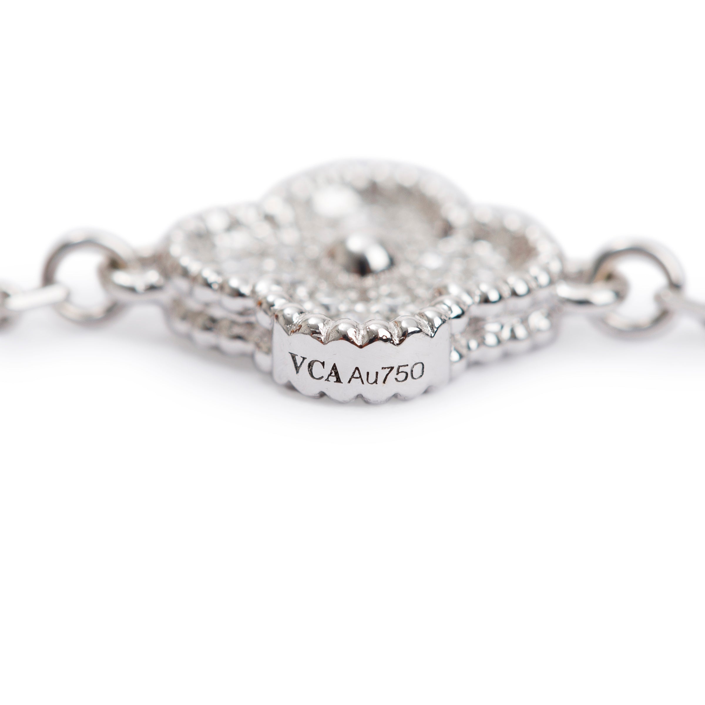 Van Cleef & Arpels 18k White Gold Sweet Alhambra 6 Motif Diamond Bracelet