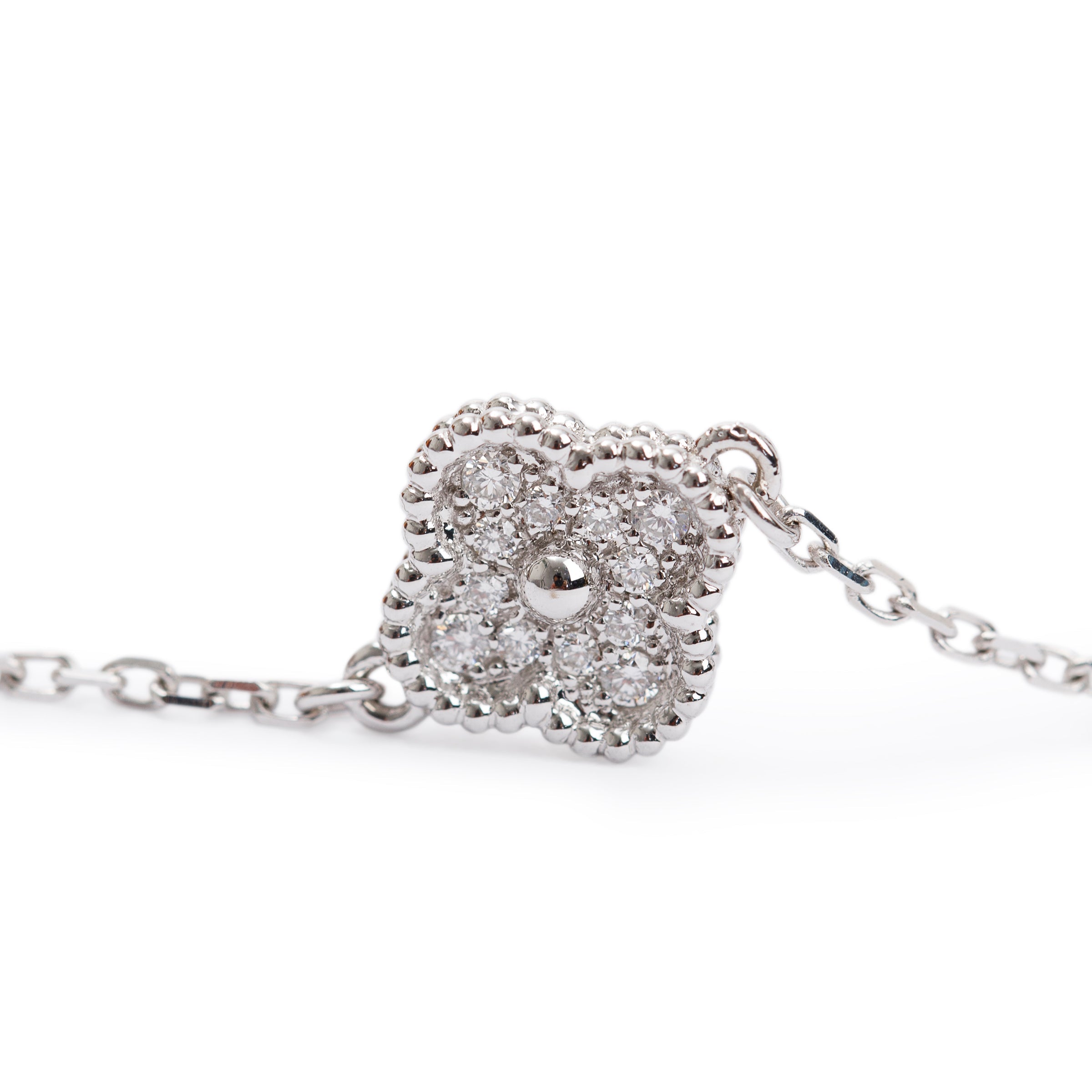 Van Cleef & Arpels 18k White Gold Sweet Alhambra 6 Motif Diamond Bracelet