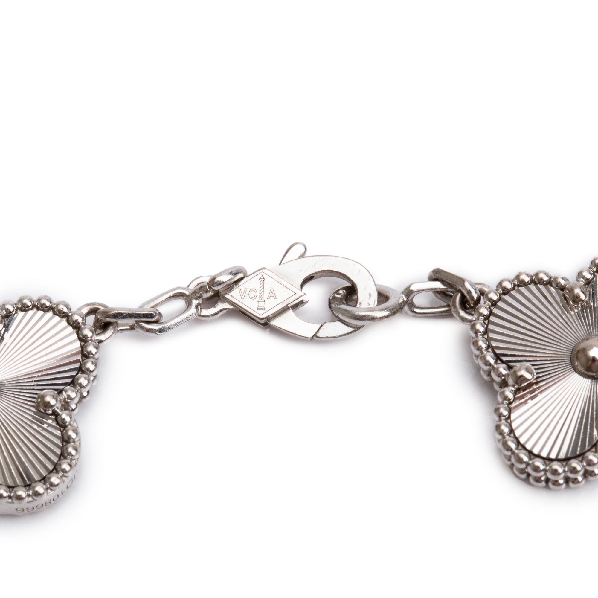 Van Cleef & Arpels 18k White Gold Vintage Alhambra 5 Motif Bracelet w/ Box