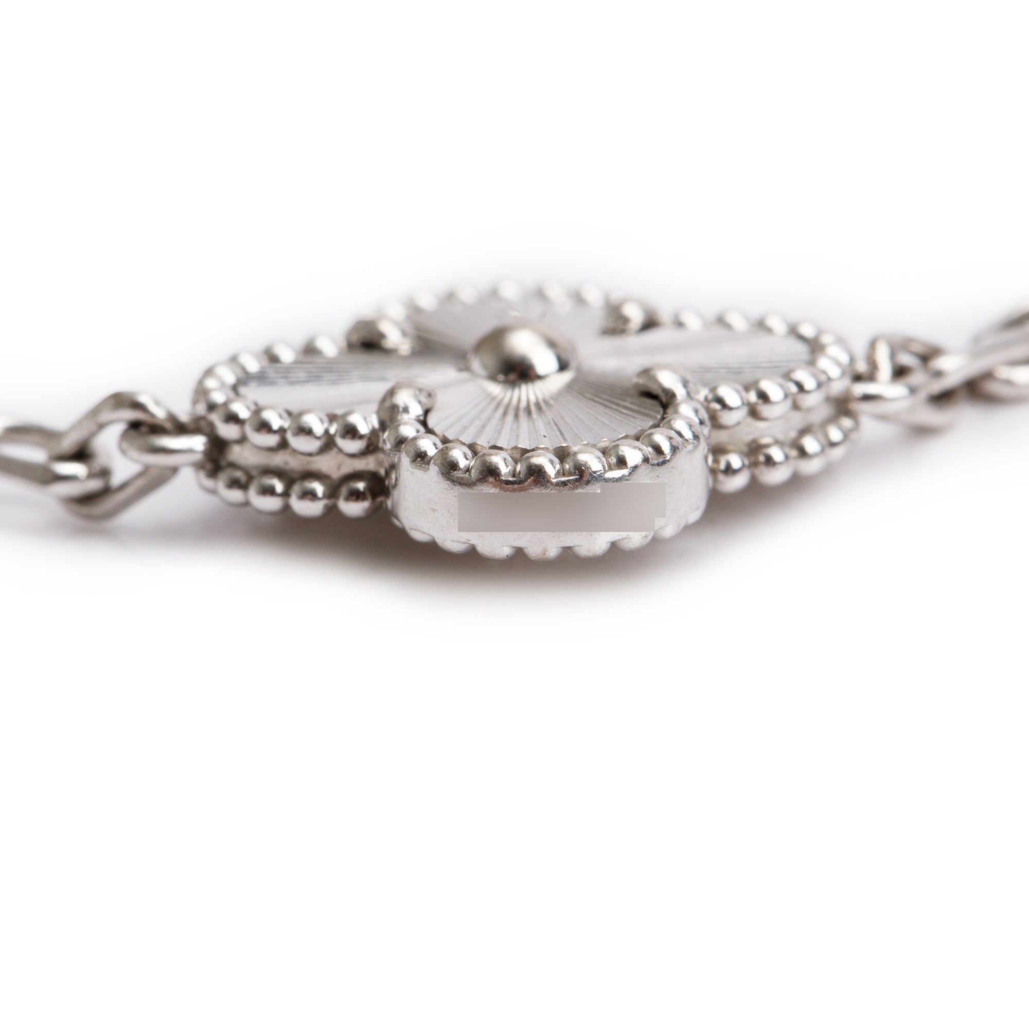 Van Cleef & Arpels 18k White Gold Vintage Alhambra 5 Motif Bracelet w/ Box