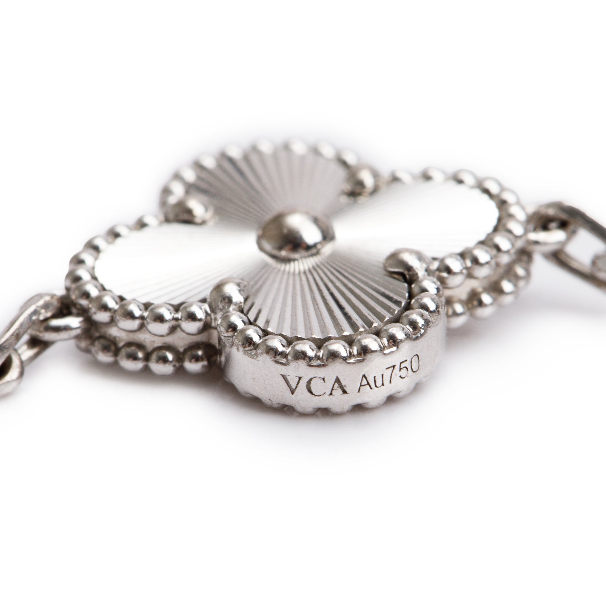 Van Cleef & Arpels 18k White Gold Vintage Alhambra 5 Motif Bracelet w/ Box