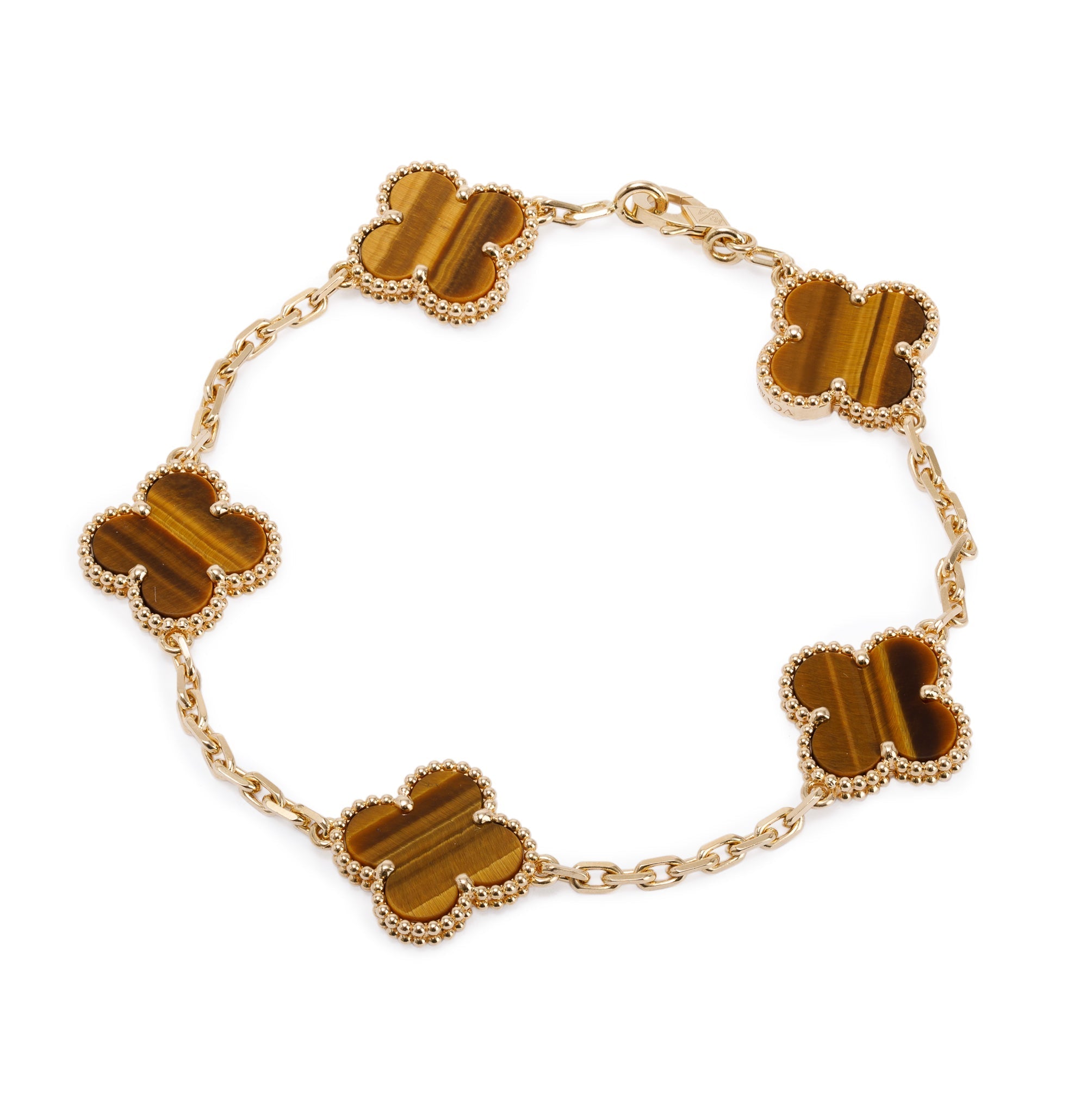 Van Cleef & Arpels 18k Yellow Gold 5 Motifs Vintage Alhambra Bracelet