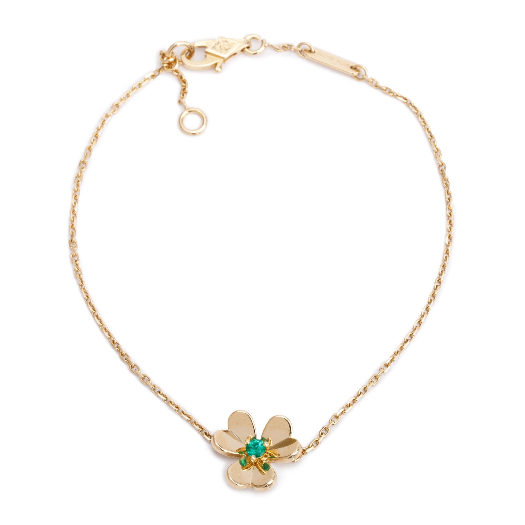 Van Cleef & Arpels 18k Yellow Gold Emerald Frivole Bracelet, Mini Model