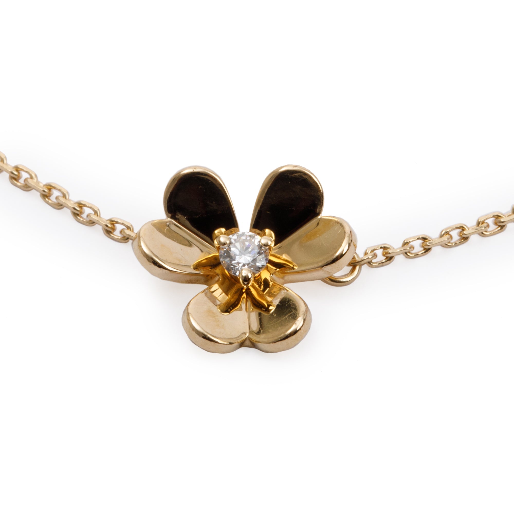 Van Cleef & Arpels 18k Yellow Gold Frivole Diamond Bracelet, Mini Model w/ Box, Certificate & Receipt