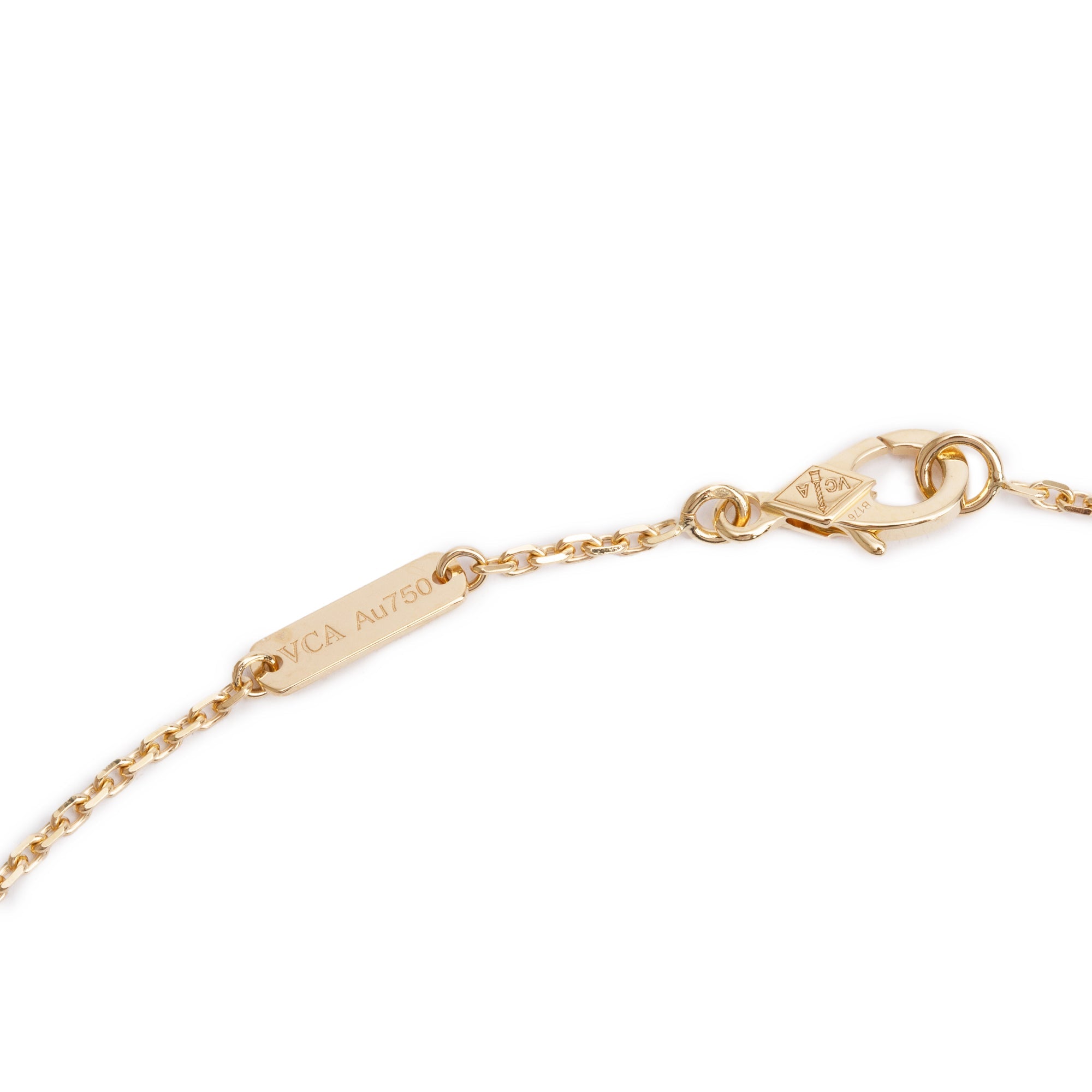 Van Cleef & Arpels 18k Yellow Gold Lucky Alhambra Butterfly Mother of Pearl Pendant Necklace w/ Box