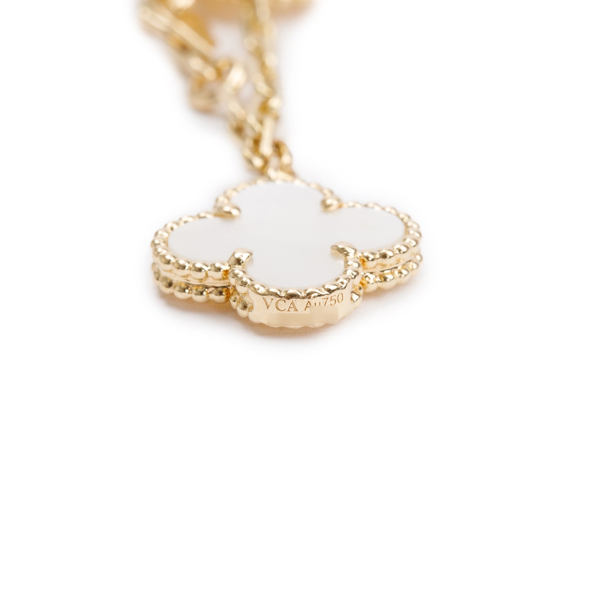 Van Cleef & Arpels 18k Yellow Gold Magic Alhambra 5 Motif Mother of Pearl Bracelet