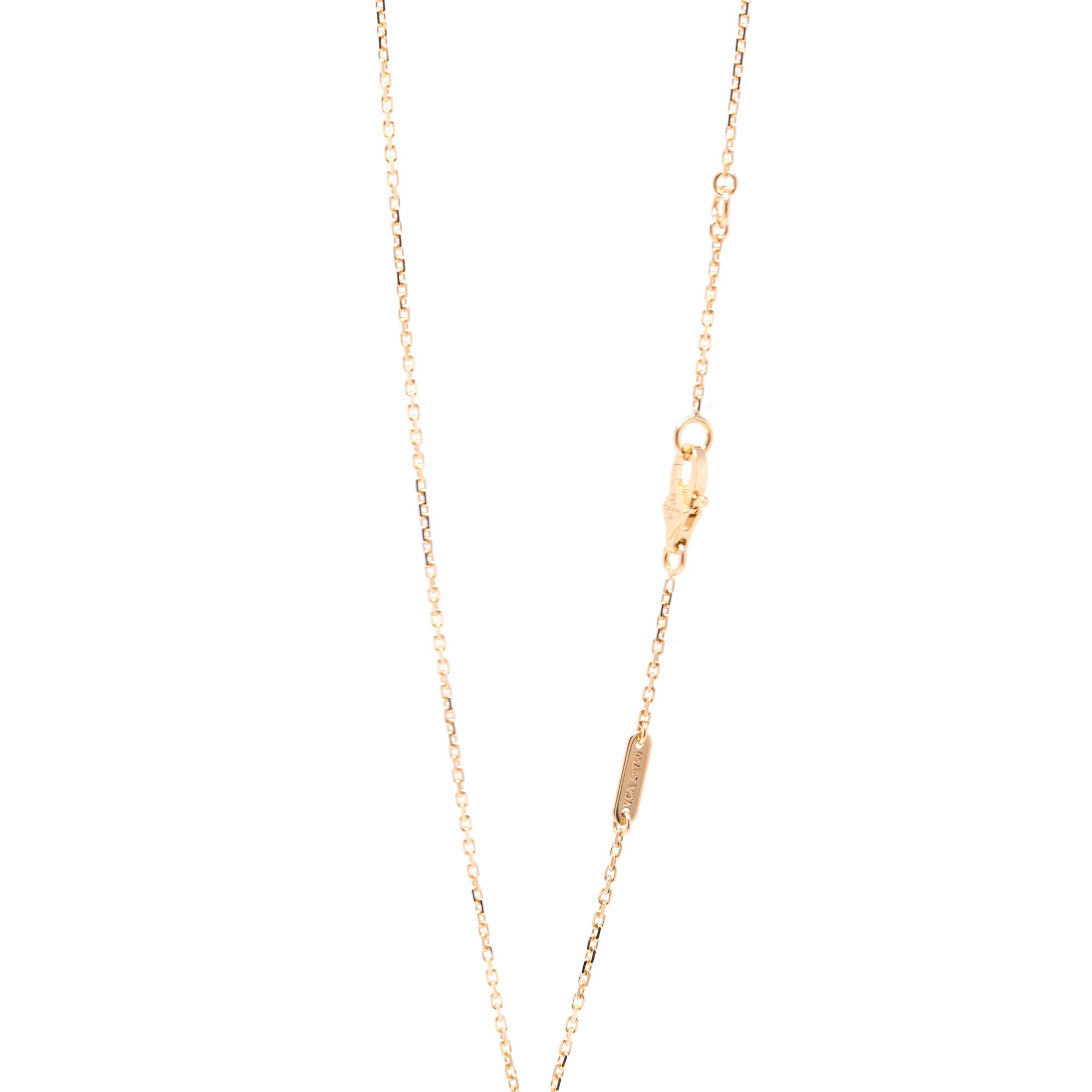 Van Cleef & Arpels 18k Yellow Gold Mother of Pearl Sweet Alhambra Pendant Necklace w/ Box