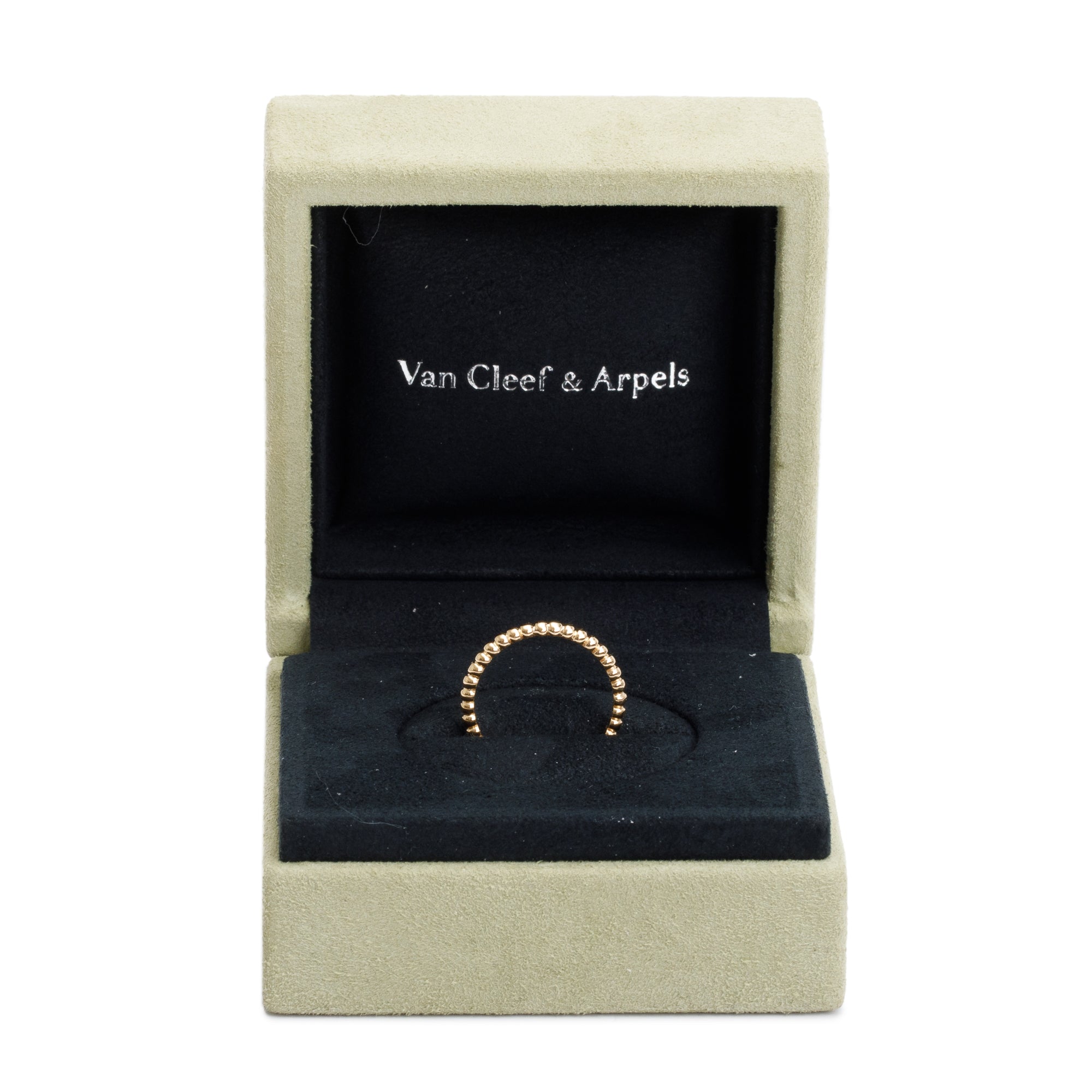 Van Cleef & Arpels 18k Yellow Gold Perlee Pearls of Gold Ring, Small Model Size 51 5.5 w/ Box