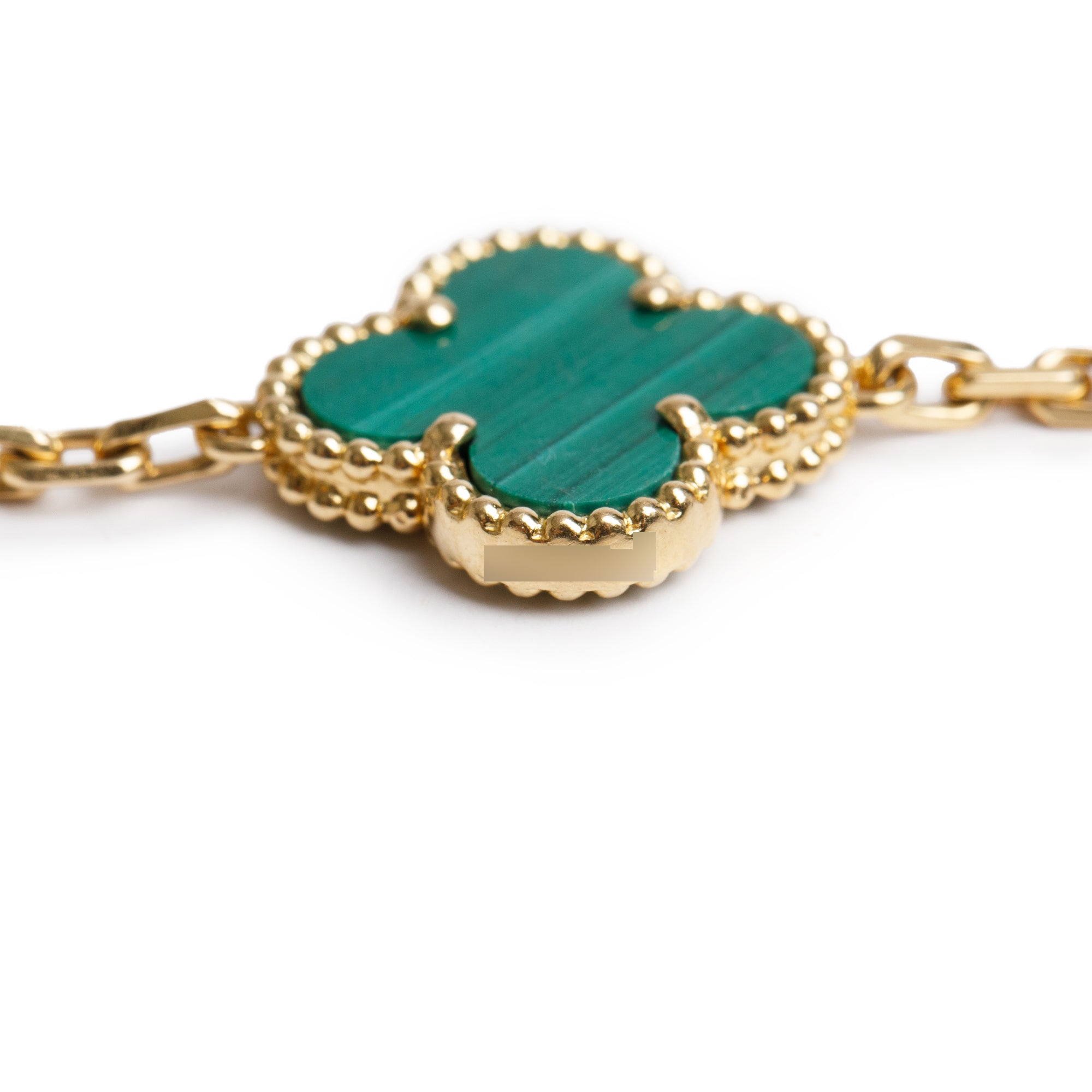 Van Cleef & Arpels 18k Yellow Gold Vintage 5 Motif Malachite Bracelet