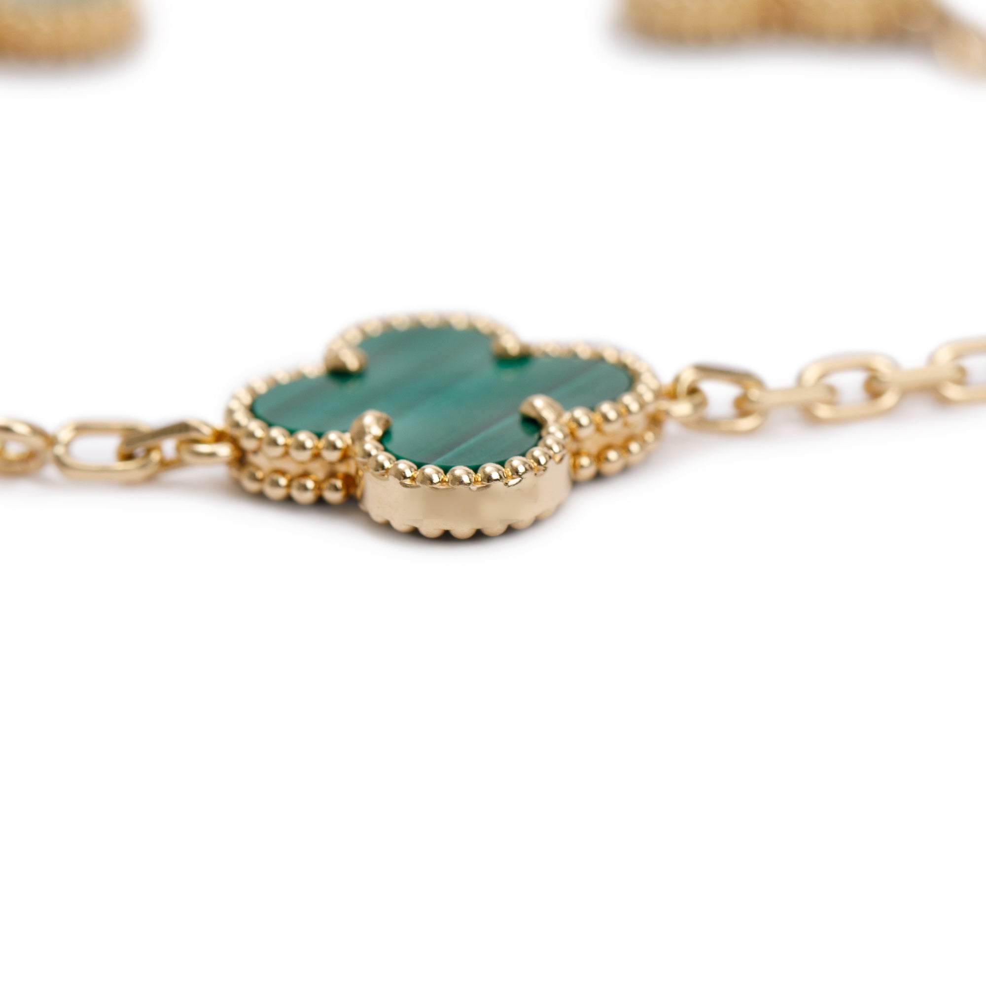 Van Cleef Arpels 18k Yellow Gold Vintage Motif Malachite
