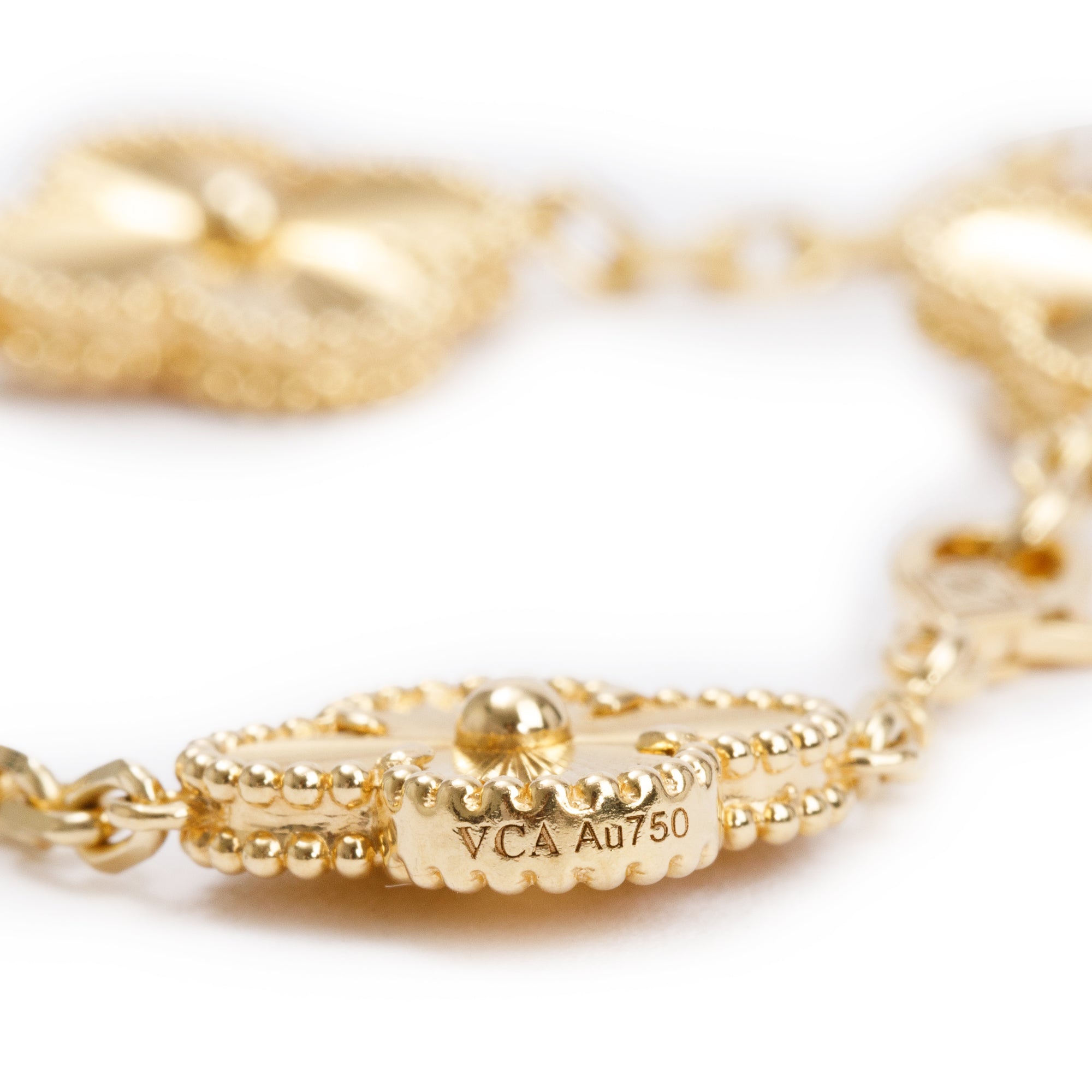 Van Cleef & Arpels 18k Yellow Gold Vintage Alhambra 5 Motif Bracelet
