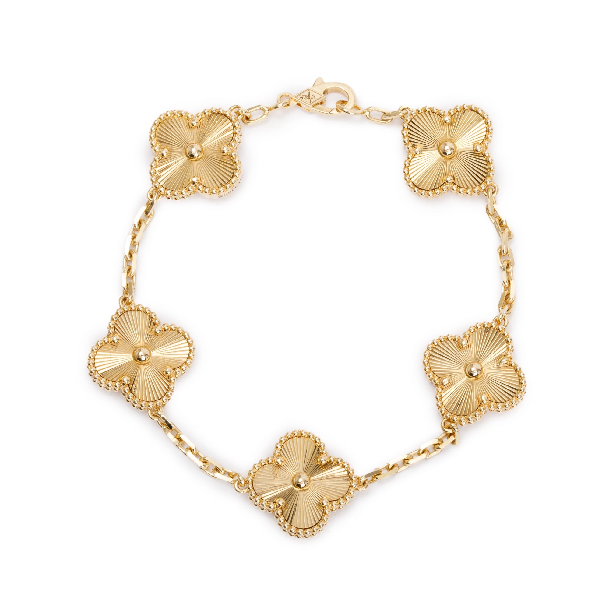 Van Cleef & Arpels 18k Yellow Gold Vintage Alhambra 5 Motif Bracelet