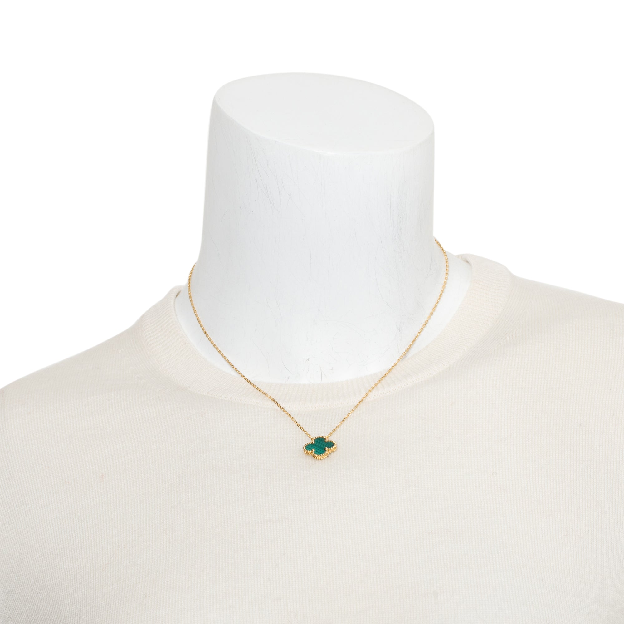 Van Cleef & Arpels 18k Yellow Gold Vintage Alhambra Malachite Pendant Necklace w/ Box & Certificate