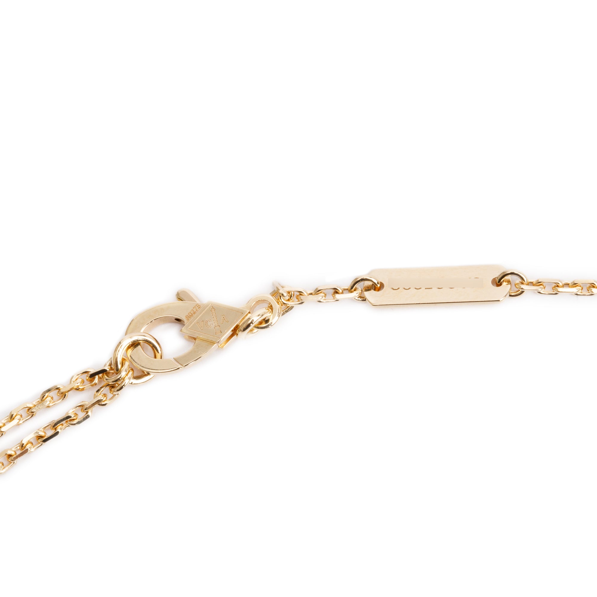Van Cleef & Arpels 18k Yellow Gold Vintage Alhambra Mother of Pearl Pendant Necklace w/ Receipt & Cary Pouch