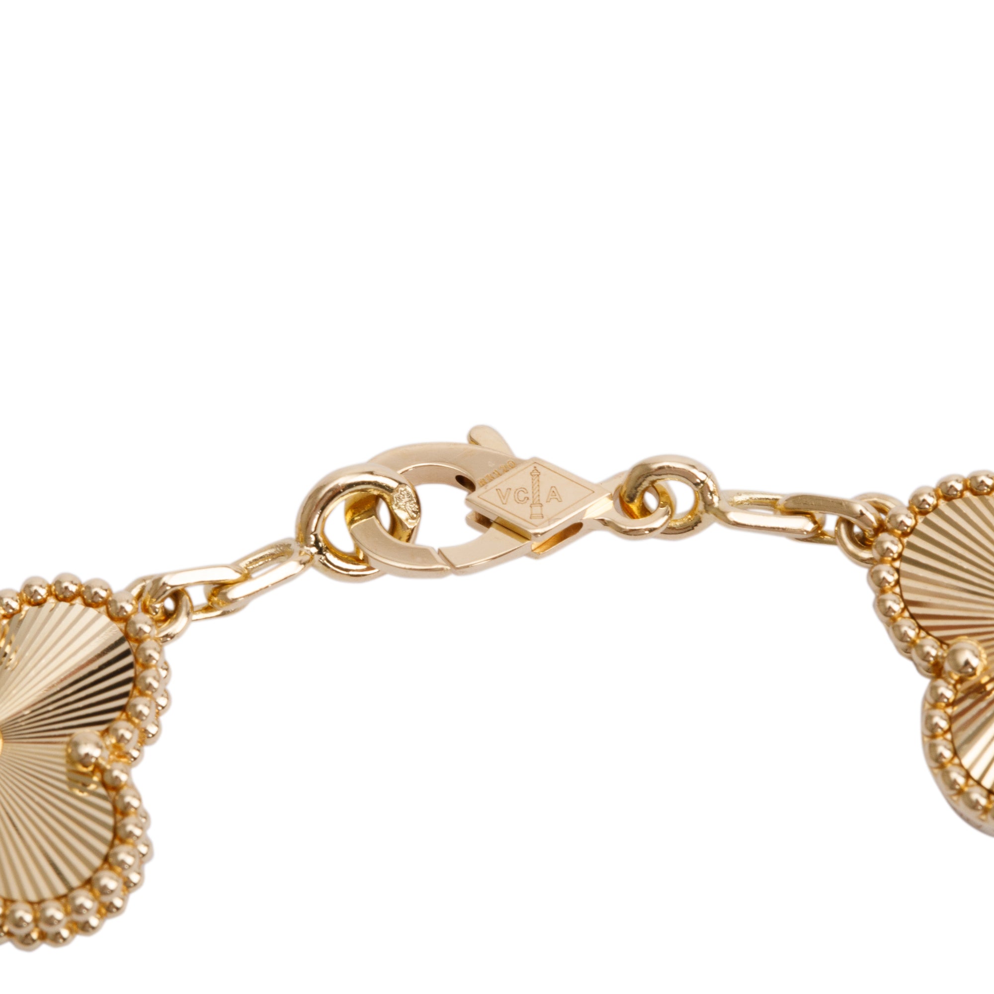 Van Cleef & Arpels 2021 18k Yellow Gold Vintage Alhambra 5 Motif Bracelet w/ Box & Certificate