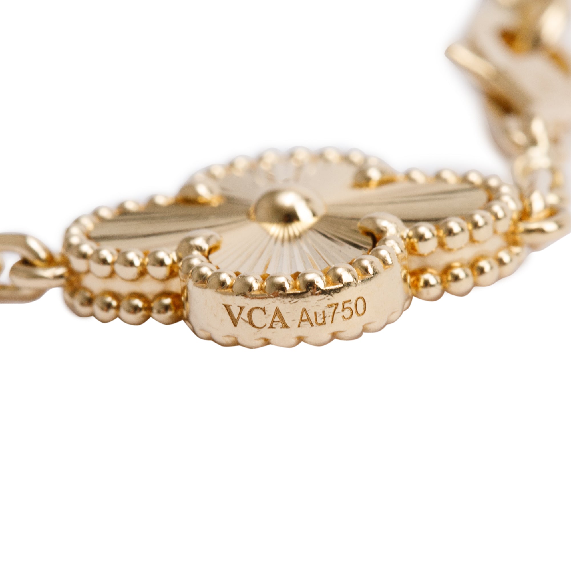 Van Cleef & Arpels 2021 18k Yellow Gold Vintage Alhambra 5 Motif Bracelet w/ Box & Certificate