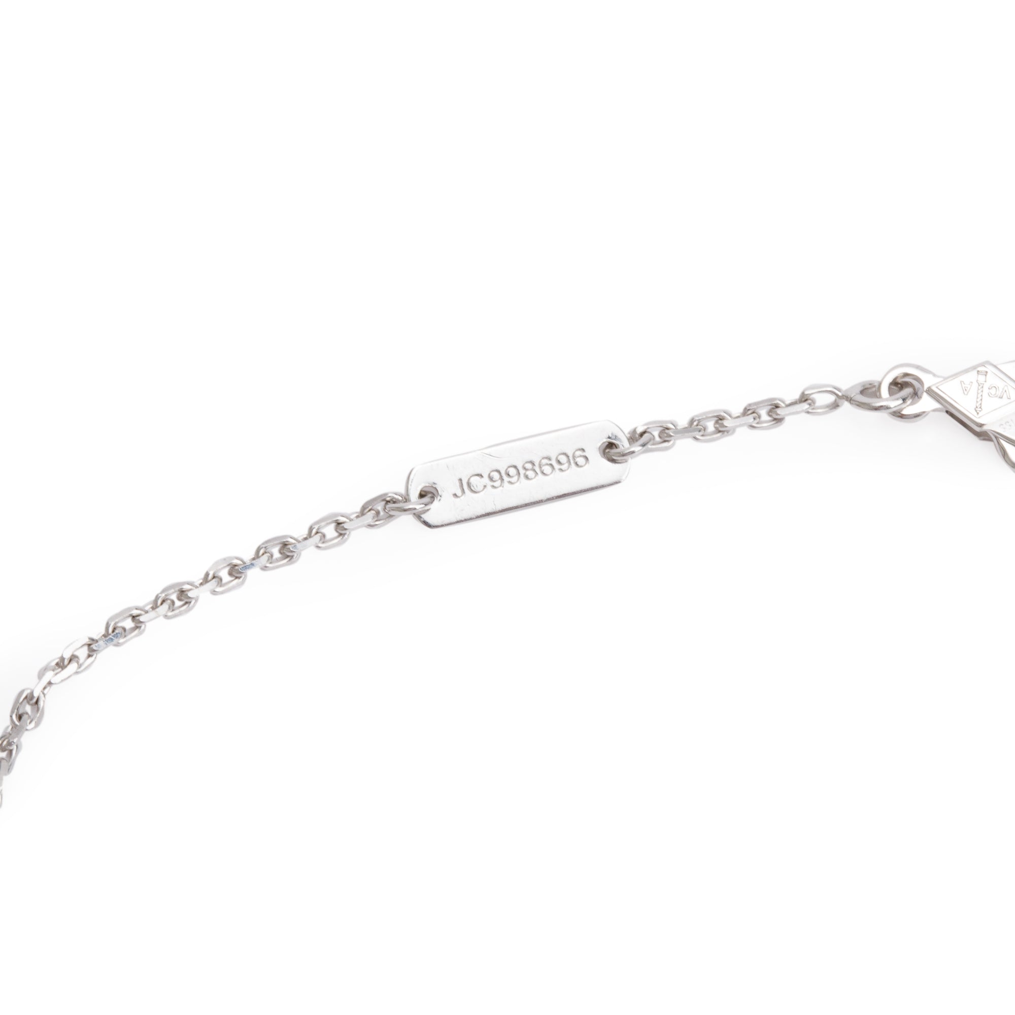 Van Cleef & Arpels 2022 18k White Gold Diamond Vintage Alhambra Pendant Necklace w/ Box & Certificate