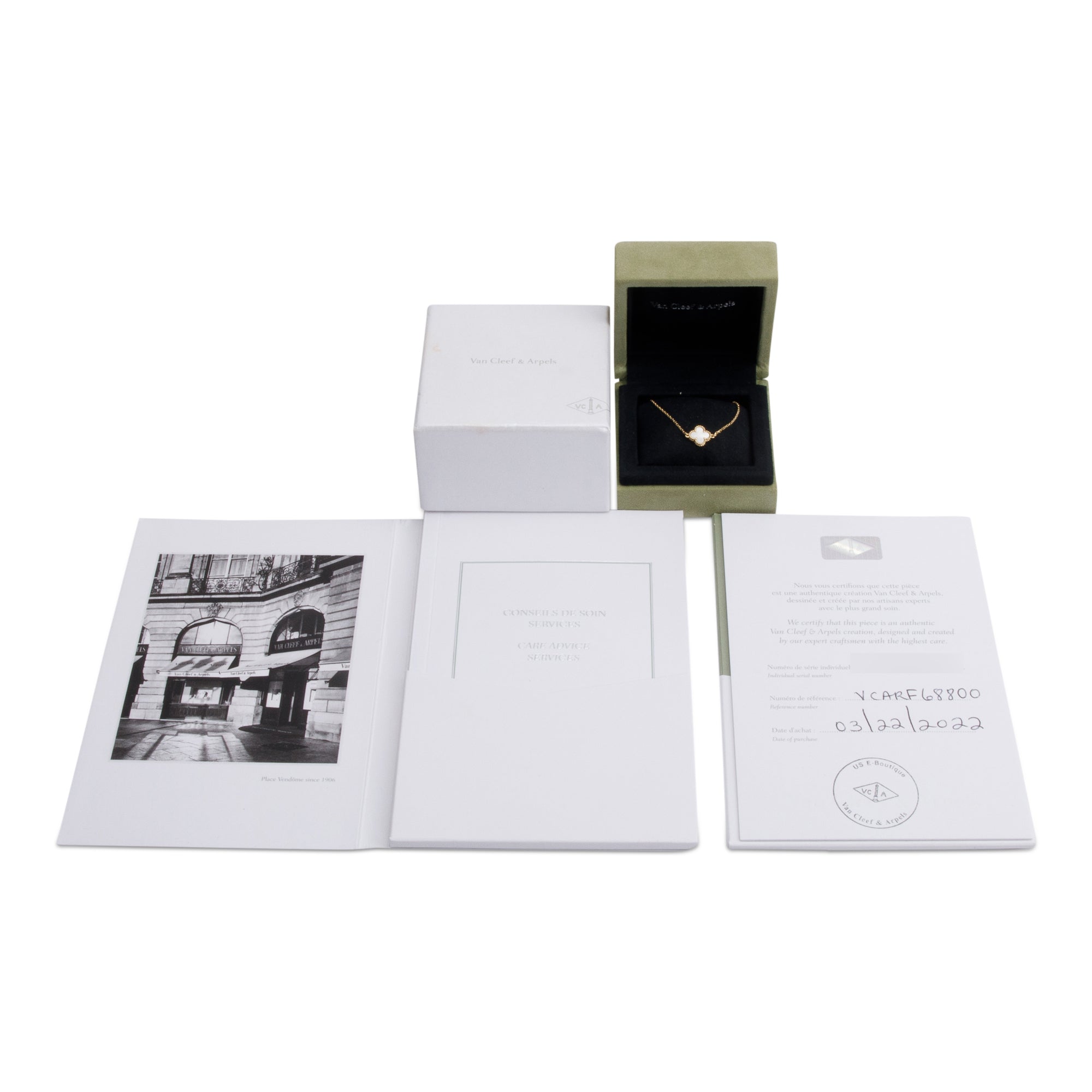 Van Cleef & Arpels 2022 18k Yellow Gold Sweet Alhambra 1 Motif Mother of Pearl Bracelet w/ Box & Certificate