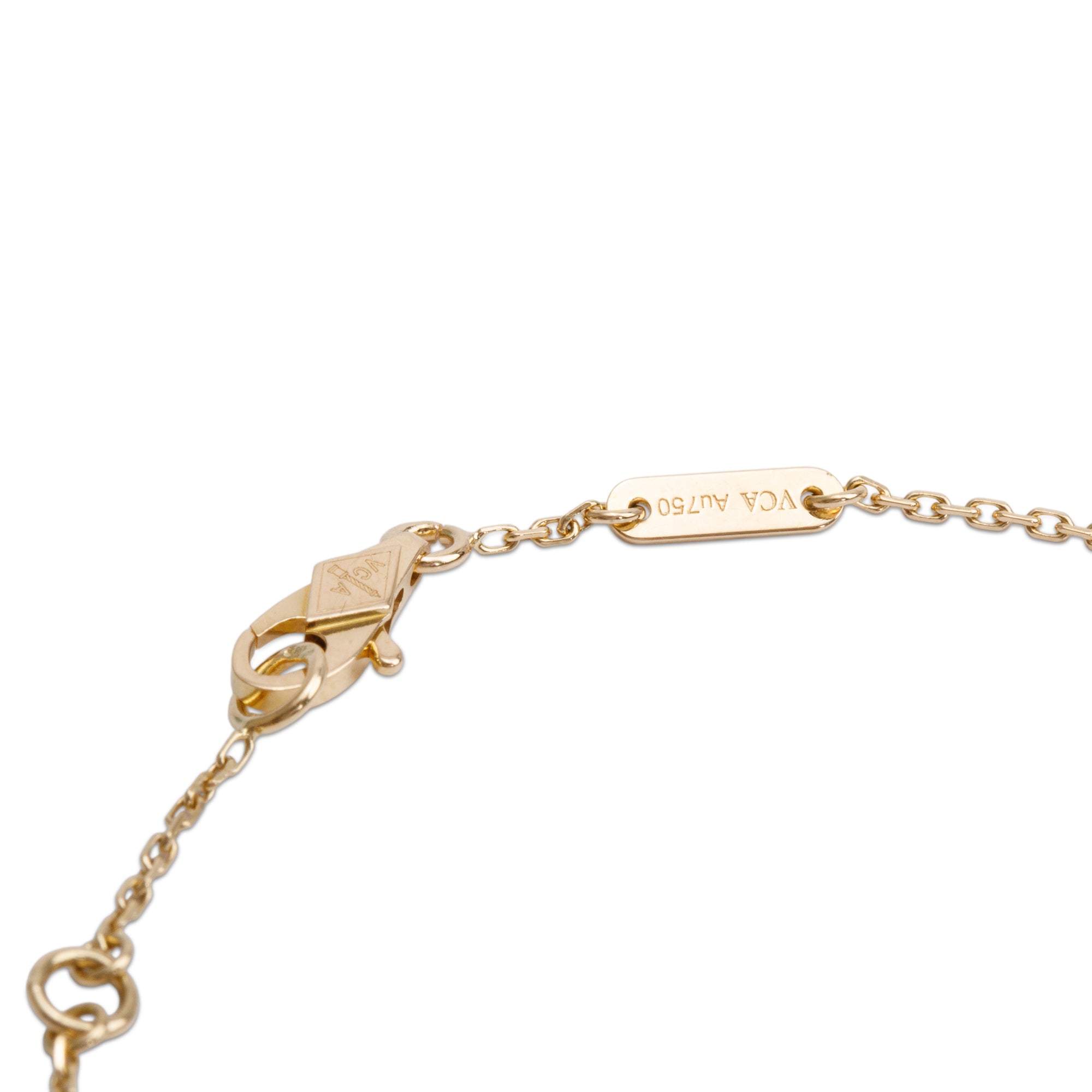 Van Cleef & Arpels 2022 18k Yellow Gold Sweet Alhambra 1 Motif Mother of Pearl Bracelet w/ Box & Certificate