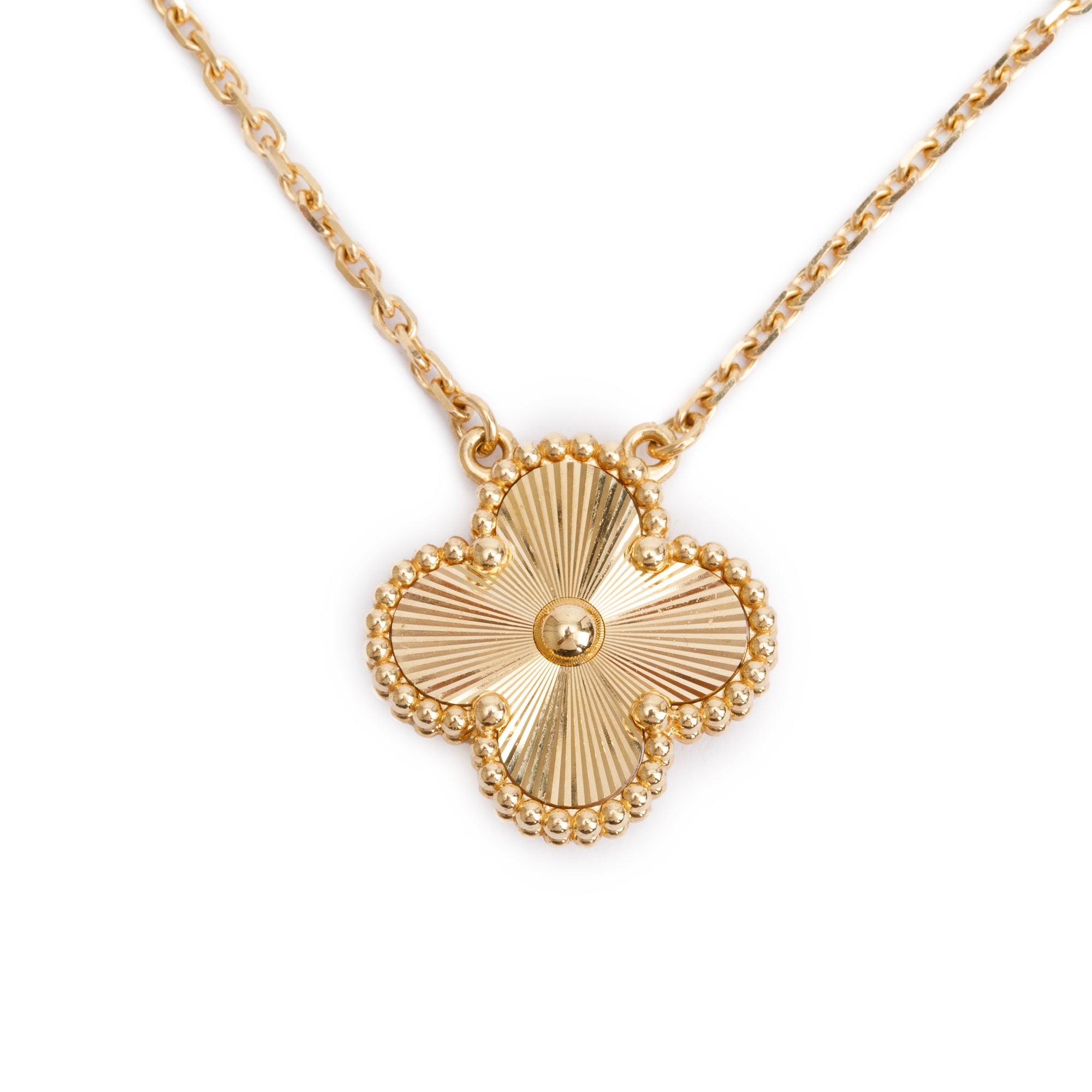 Van Cleef & Arpels 2022 18k Yellow Gold Vintage Alhambra Pendant Necklace w/ Pouch & Certificate