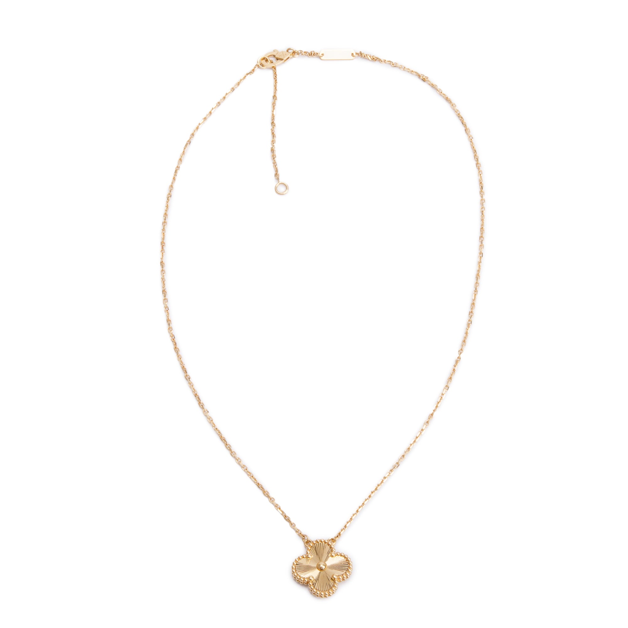 Van Cleef & Arpels 2022 18k Yellow Gold Vintage Alhambra Pendant Necklace w/ Pouch & Certificate