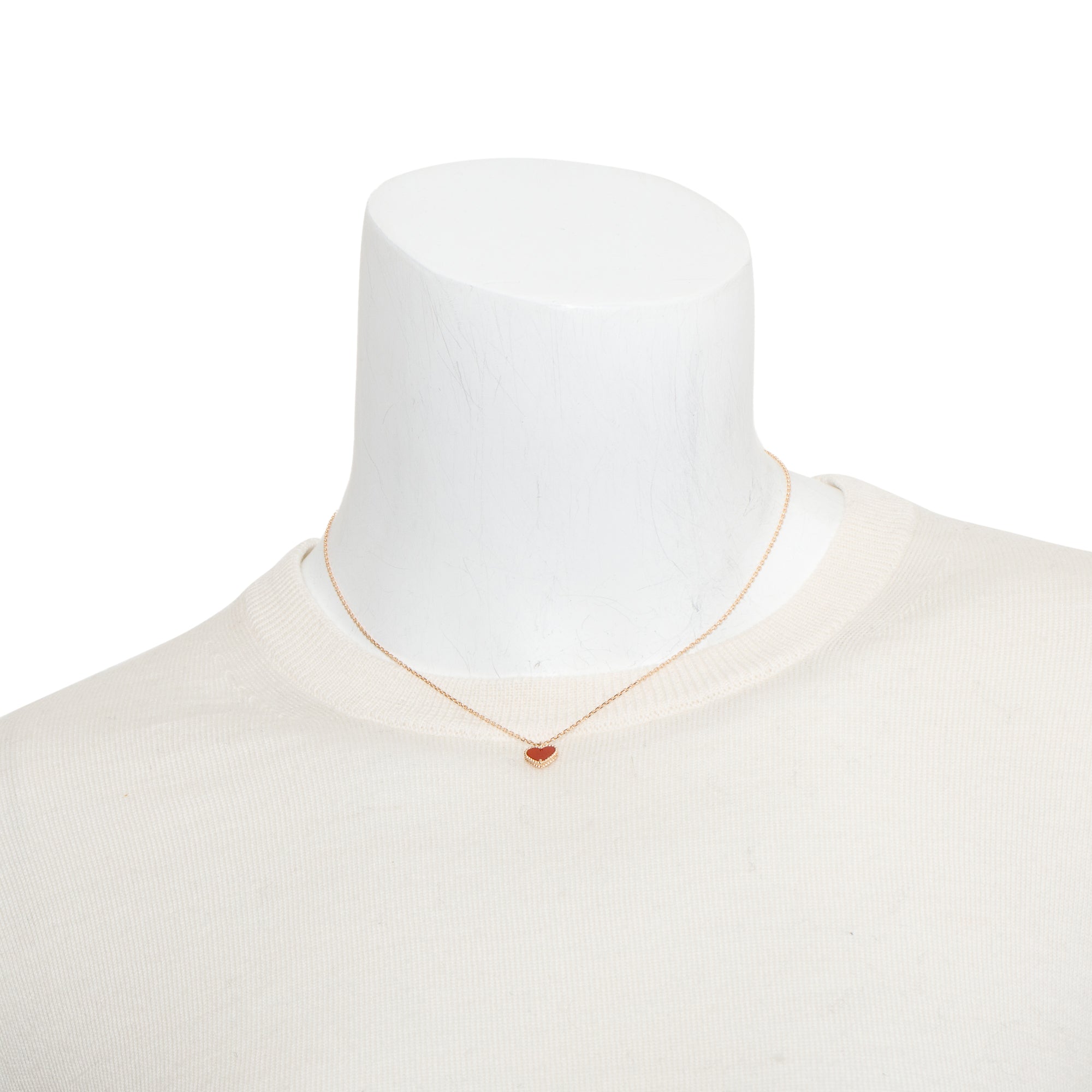 Van Cleef & Arpels 2023 18k Rose Gold Sweet Hearts Carnelian Pendant Necklace w/ Certificate