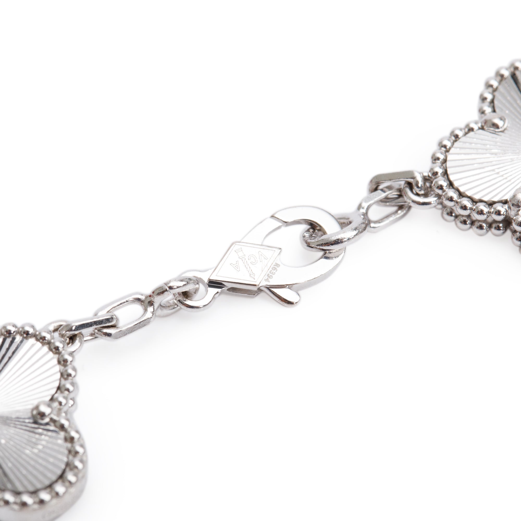 Van Cleef & Arpels 2023 18k White Gold Vintage Alhambra 5 Motif Bracelet w/ Certificate