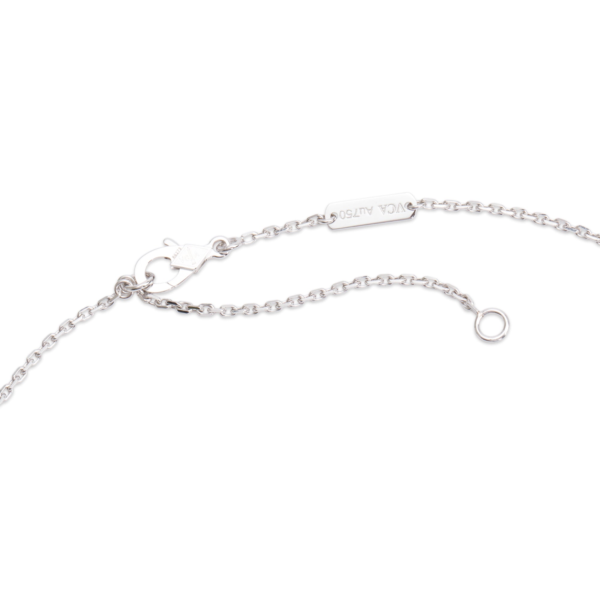 Van Cleef & Arpels 2023 18k White Gold Vintage Alhambra Mother of Pearl Pendant Necklace w/ Box, Receipt & Certificate