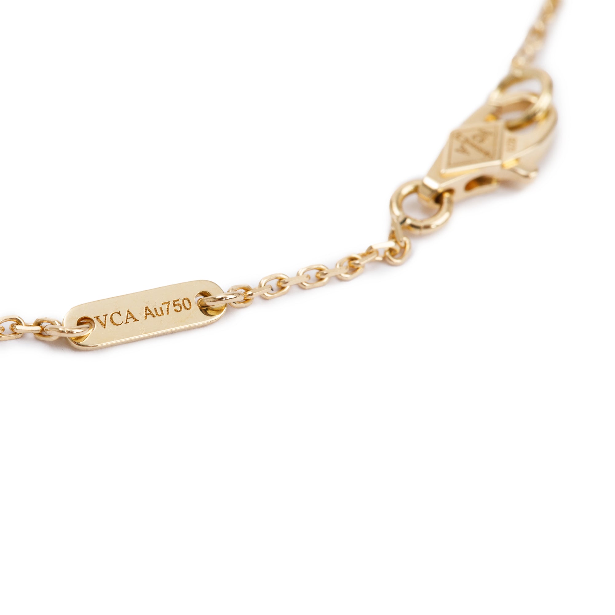 Van Cleef & Arpels 2023 18k Yellow Gold Sweet Alhambra Mother of Pearl Pendant Necklace w/ Box, Receipt & Certificate