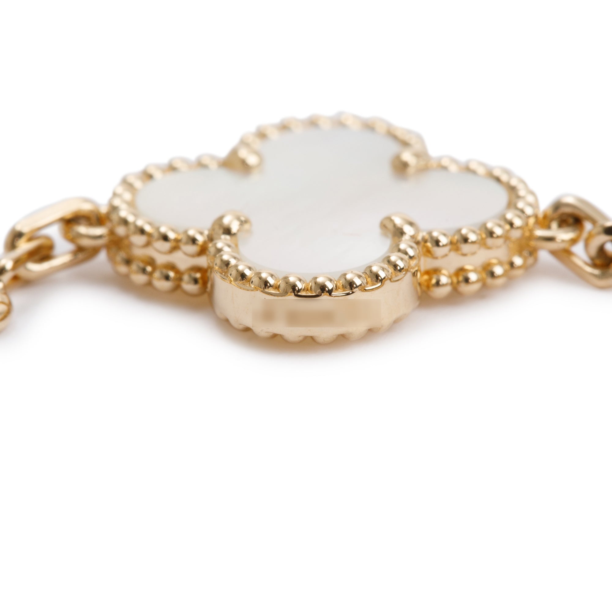 Van Cleef & Arpels 2023 18k Yellow Gold Vintage Alhambra 5 Motif Mother of Pearl Bracelet w/ Box & Papers