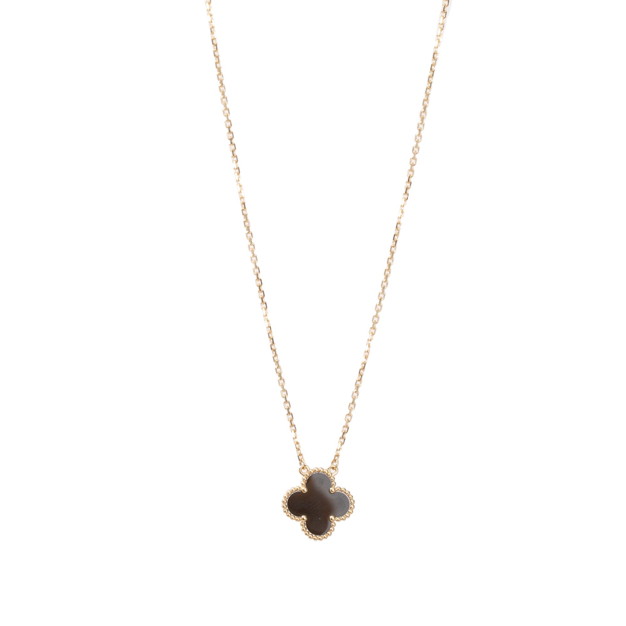 Van Cleef & Arpels 2023 18k Yellow Gold Vintage Alhambra Black Onyx Pendant Necklace w/ Box & Receipt